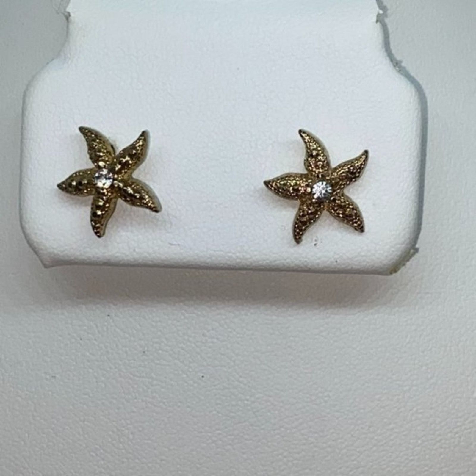 Handmade Gold-Tone Clear Rhinestone Starfish Stud Earrings Size ONE SIZE - 2 Thumbnail