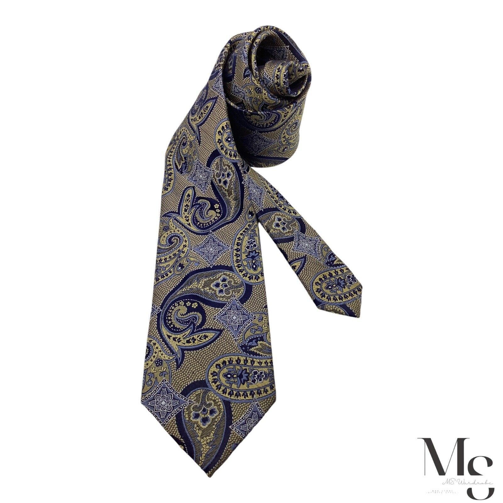 Jos. A. Bank JOS. A. BANK RESERVE XL Blue & Gold Paisley Silk Tie W: 3.25 Size ONE SIZE - 1 Thumbnail