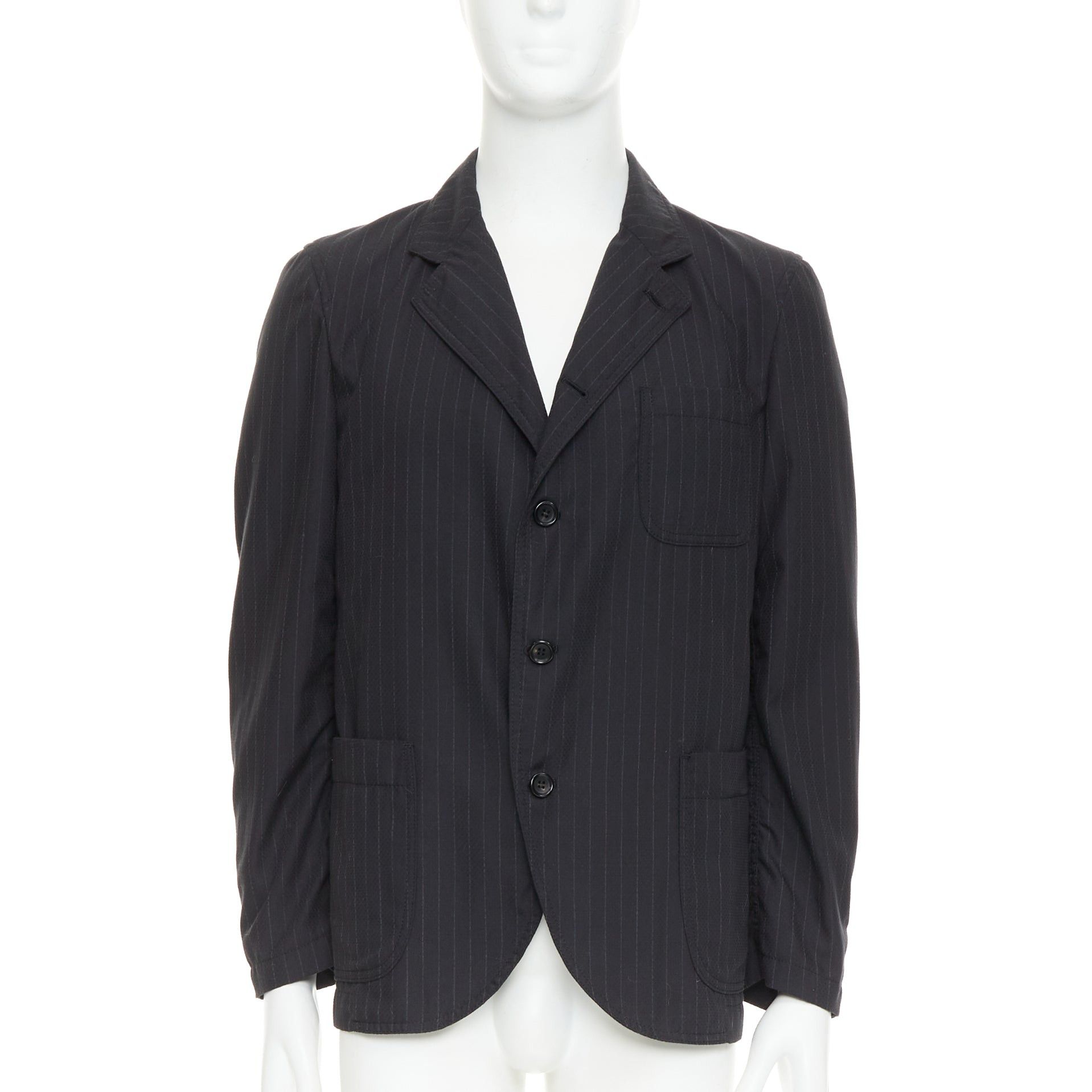 COMME DES GARCONS Homme Deux 2018 grey pinstriped pocketed blazer S