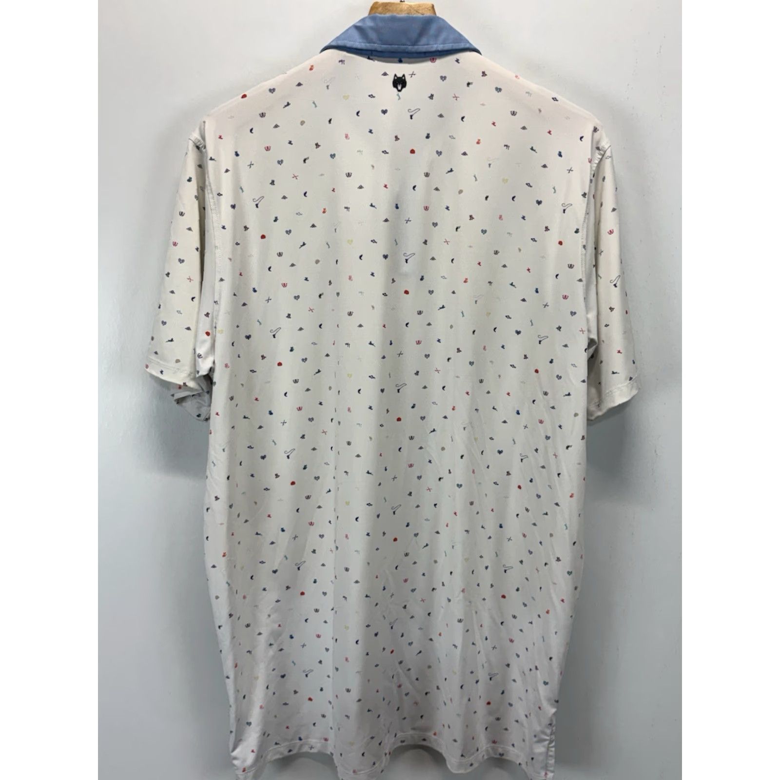 Vintage Greyson Polo Shirt Mens X-Large AOP Performance Golf Fish Birds Moose Ram Ivory Polyester Blend Short Sleeve Collared Sz XL Size US XL / EU 56 / 4 - 3 Thumbnail