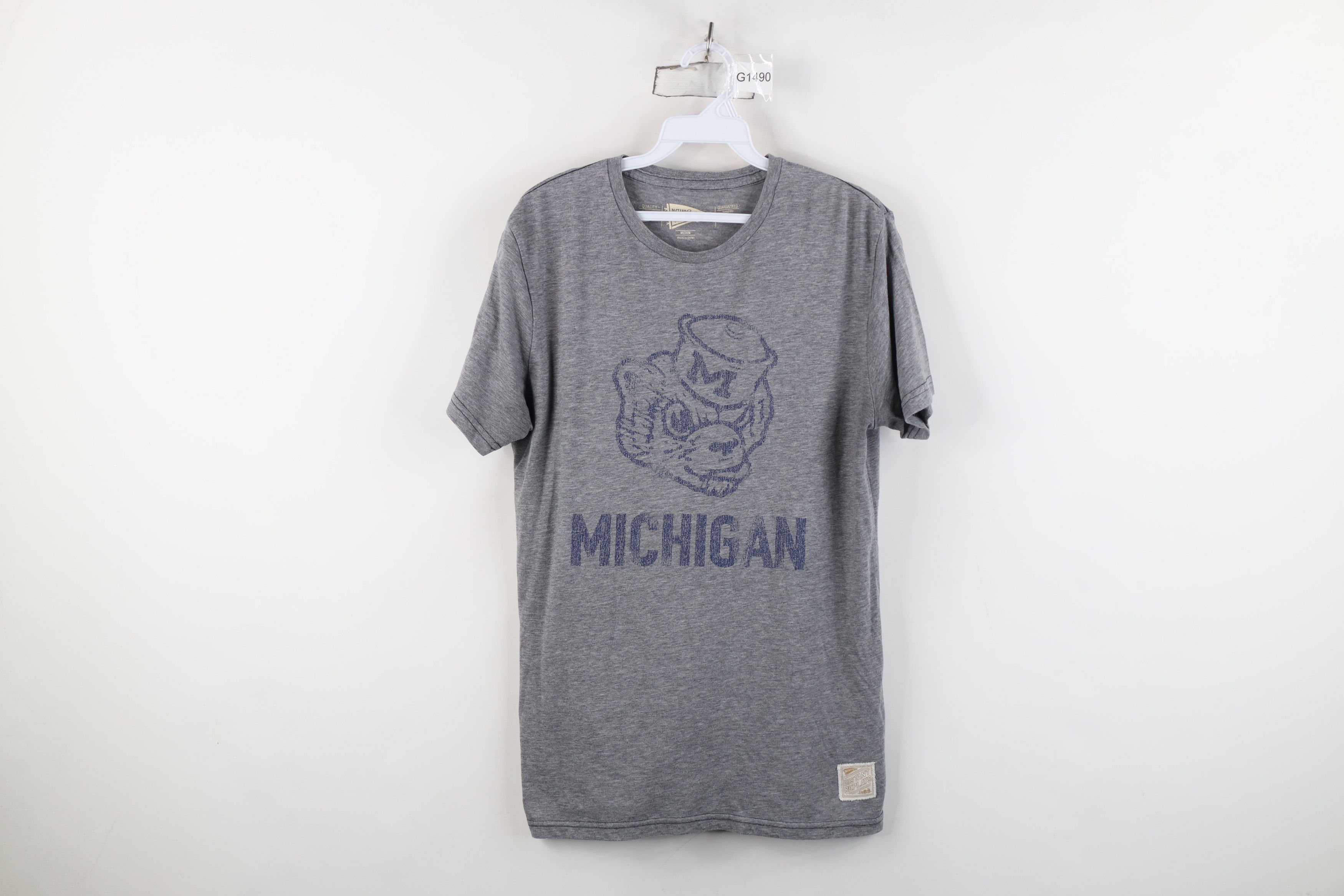 Vintage Retro University of Michigan Jersey Knit T-Shirt Gray Size US M / EU 48-50 / 2 - 1 Thumbnail