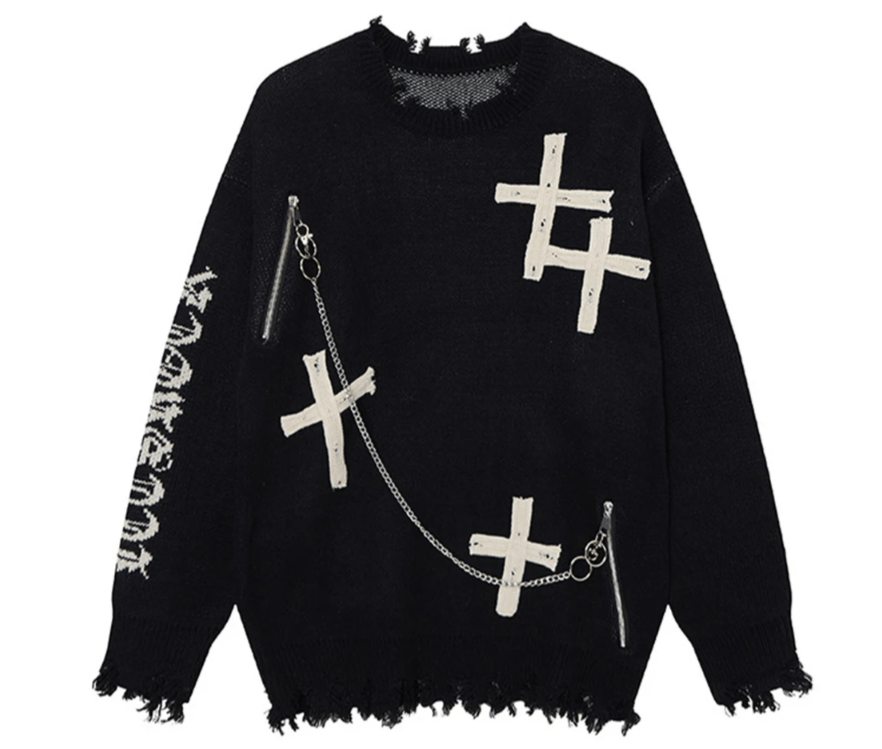 Japanese Brand Distressed Oversized Sweaters Streetwear Size US XL / EU 56 / 4 - 1 Thumbnail