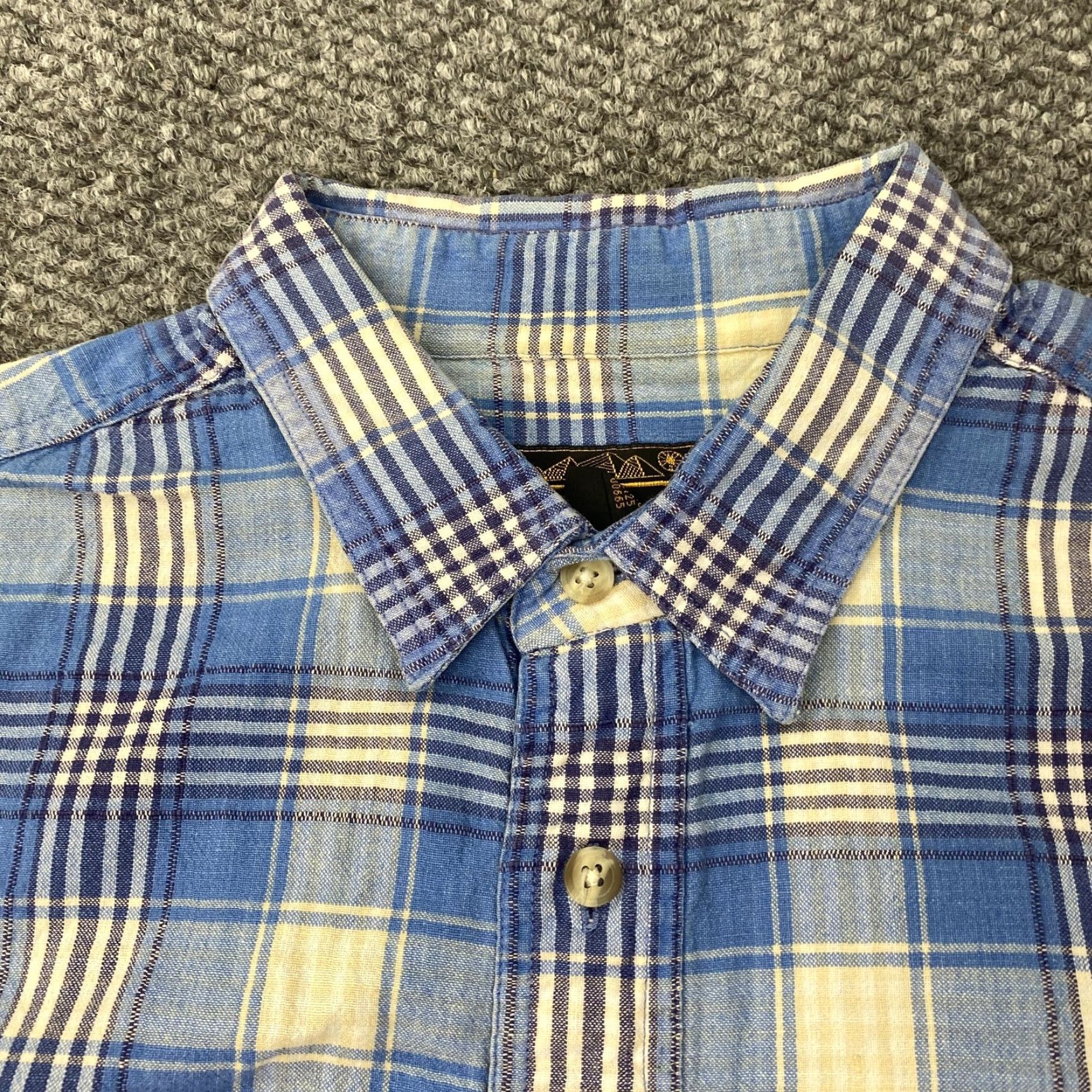 Eddie Bauer VINTAGE Eddie Bauer Shirt Men L Blue Yellow Plaid Cotton Button-Up Short Sleeve Casual Brandon? (Wait) Size US L / EU 52-54 / 3 - 3 Thumbnail