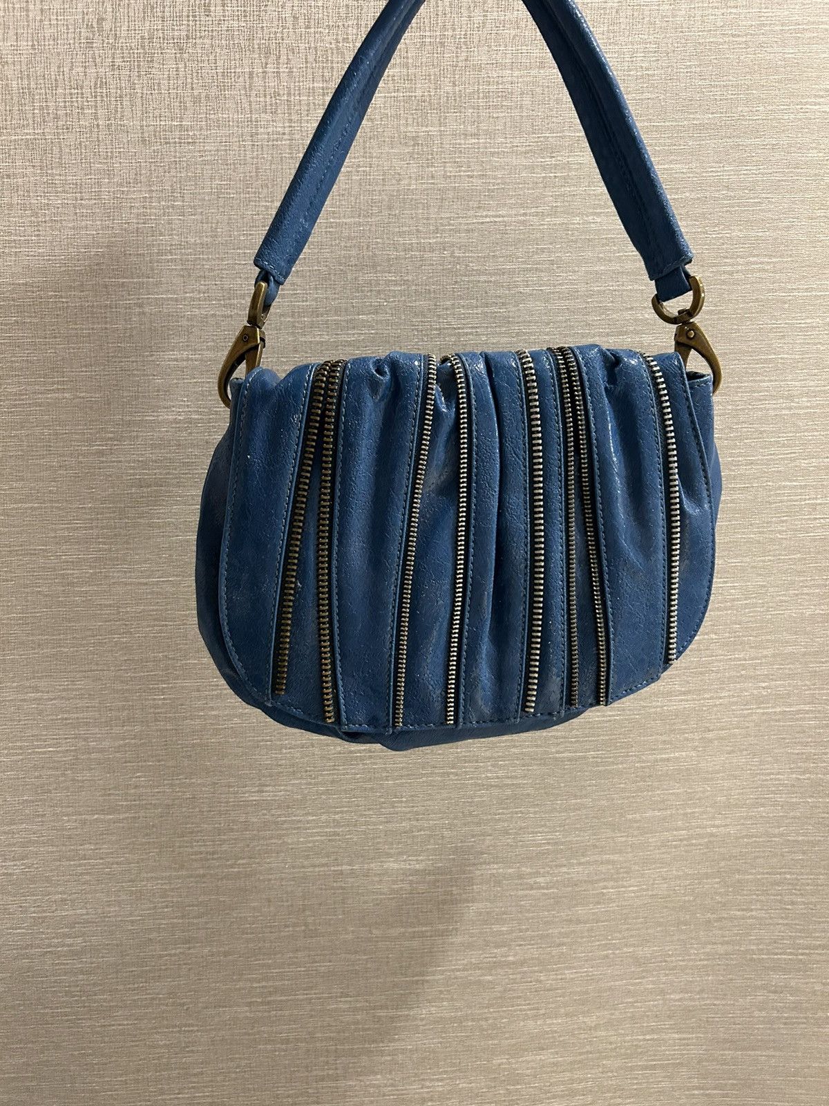 image of Vintage Zipper Blue Clutch, Women's