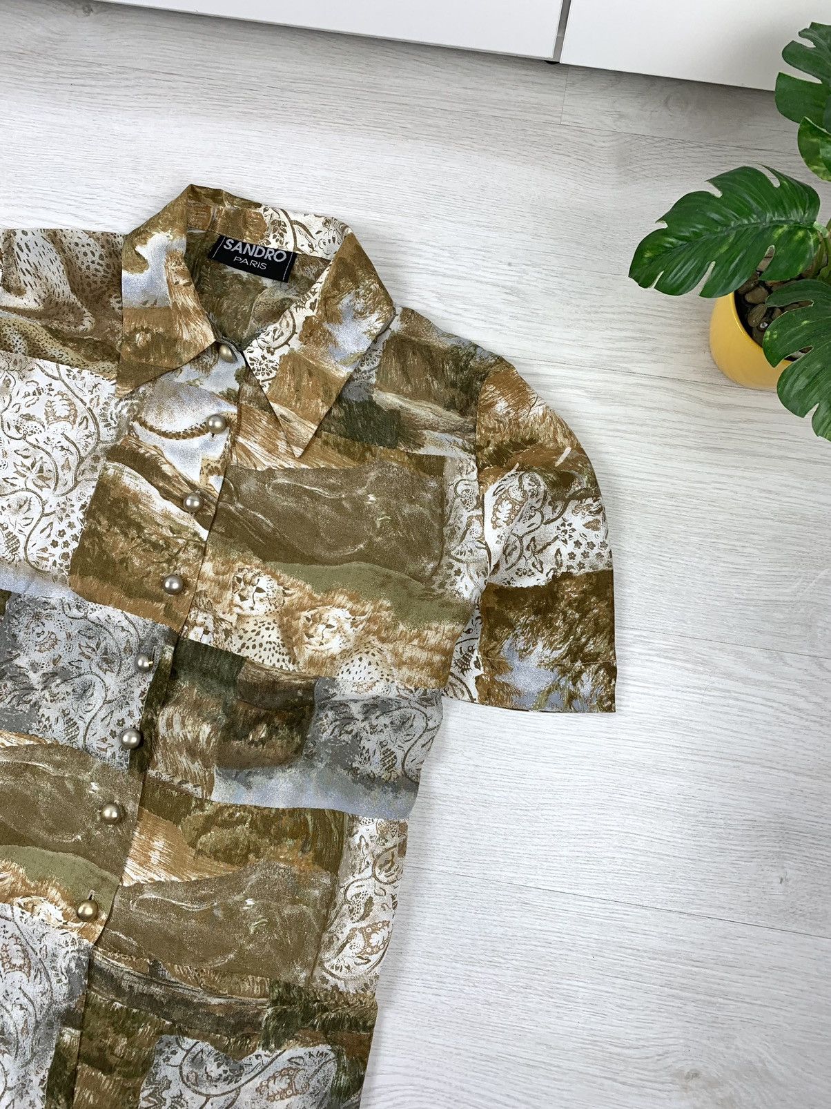 Sandro Sandro Paris Vintage 80s Women’s Blouse Shirt Size L / US 10 / IT 46 - 3 Thumbnail