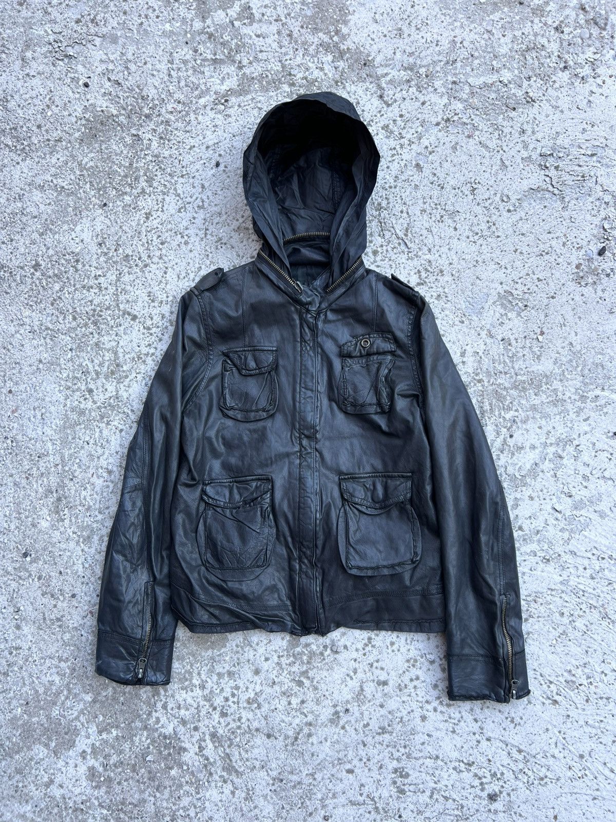 Rick Owens Japanese Brand Blue Label Real Leather Military Jacket Size M / US 6-8 / IT 42-44 - 1 Thumbnail