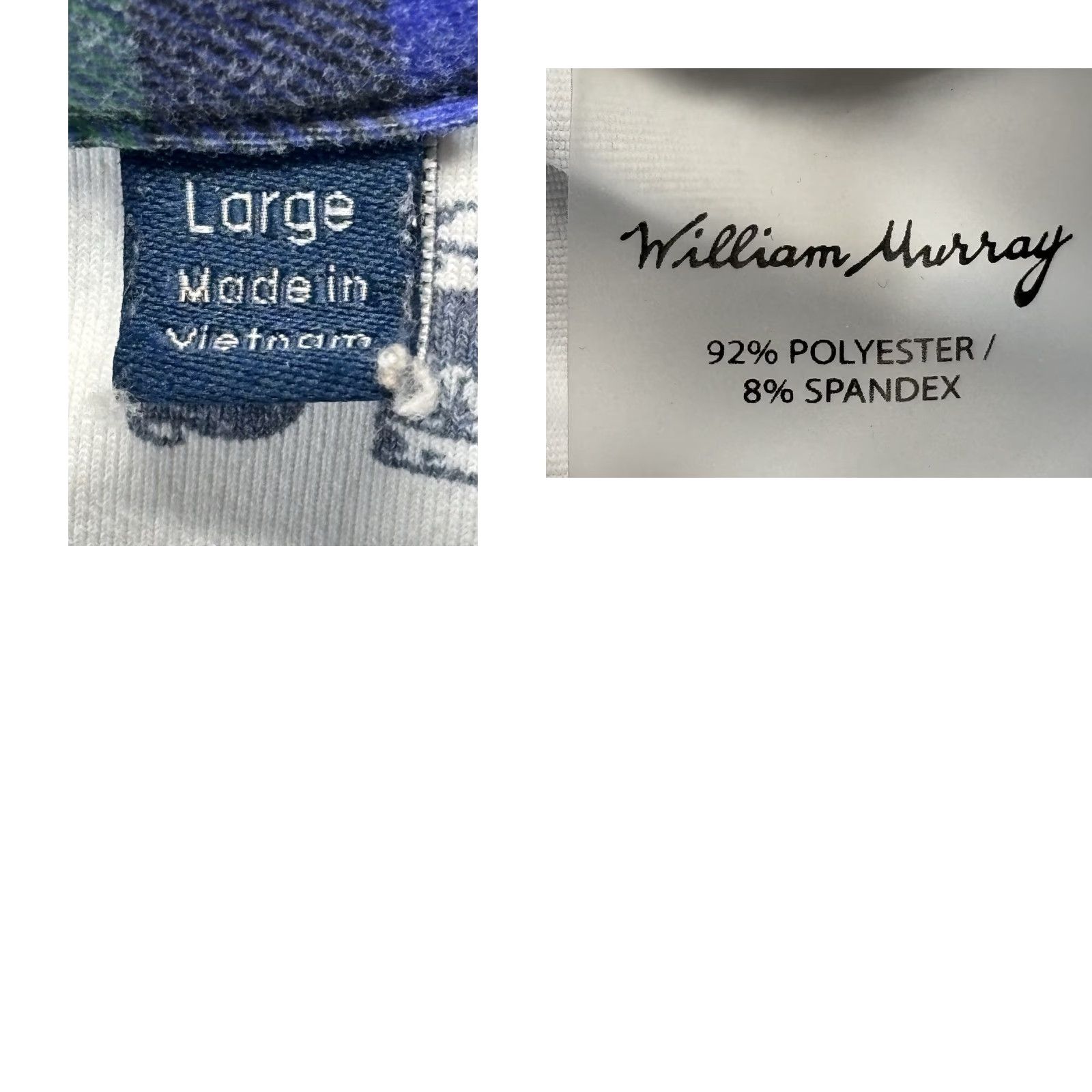 VINTAGE William Murray Performance Polo Shirt Mens L White AOP Brasstown Valley Polo Short Sleeve Collared Golf Sports Preppy Mens
