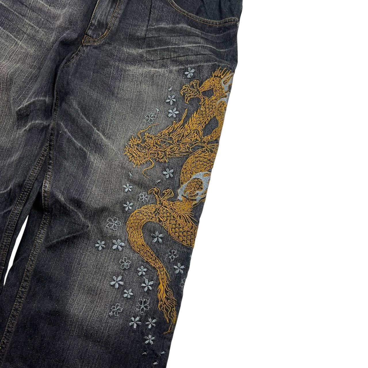 Japanese Brand Vintage Embroidered Dragon Japanese Denim Jeans - Waist: 37 Size US 37 - 2 Thumbnail