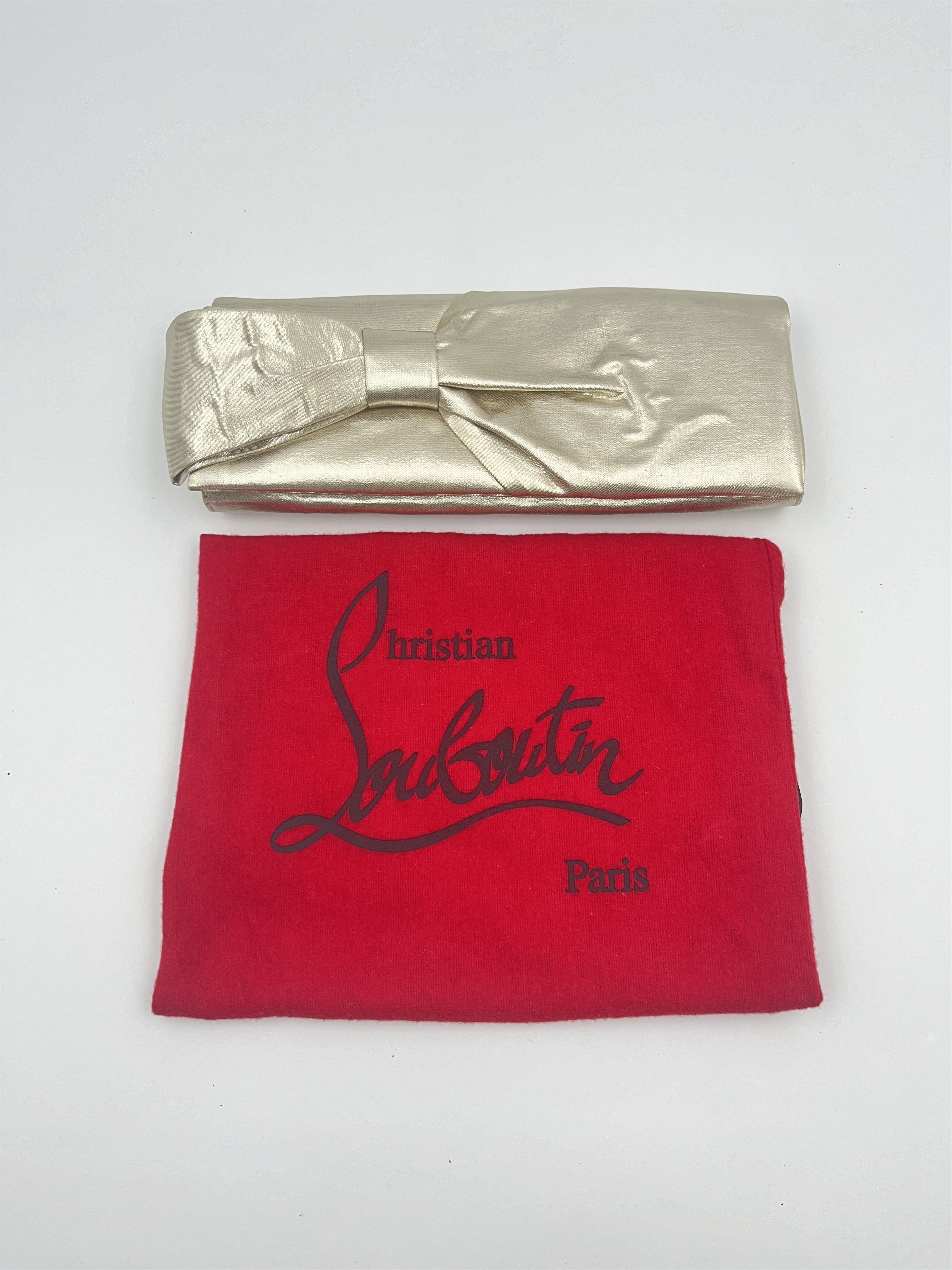 Christian Louboutin Christian Louboutin Gold Aionoeud Mini Lurex Satin Clutch Size ONE SIZE - 5 Thumbnail
