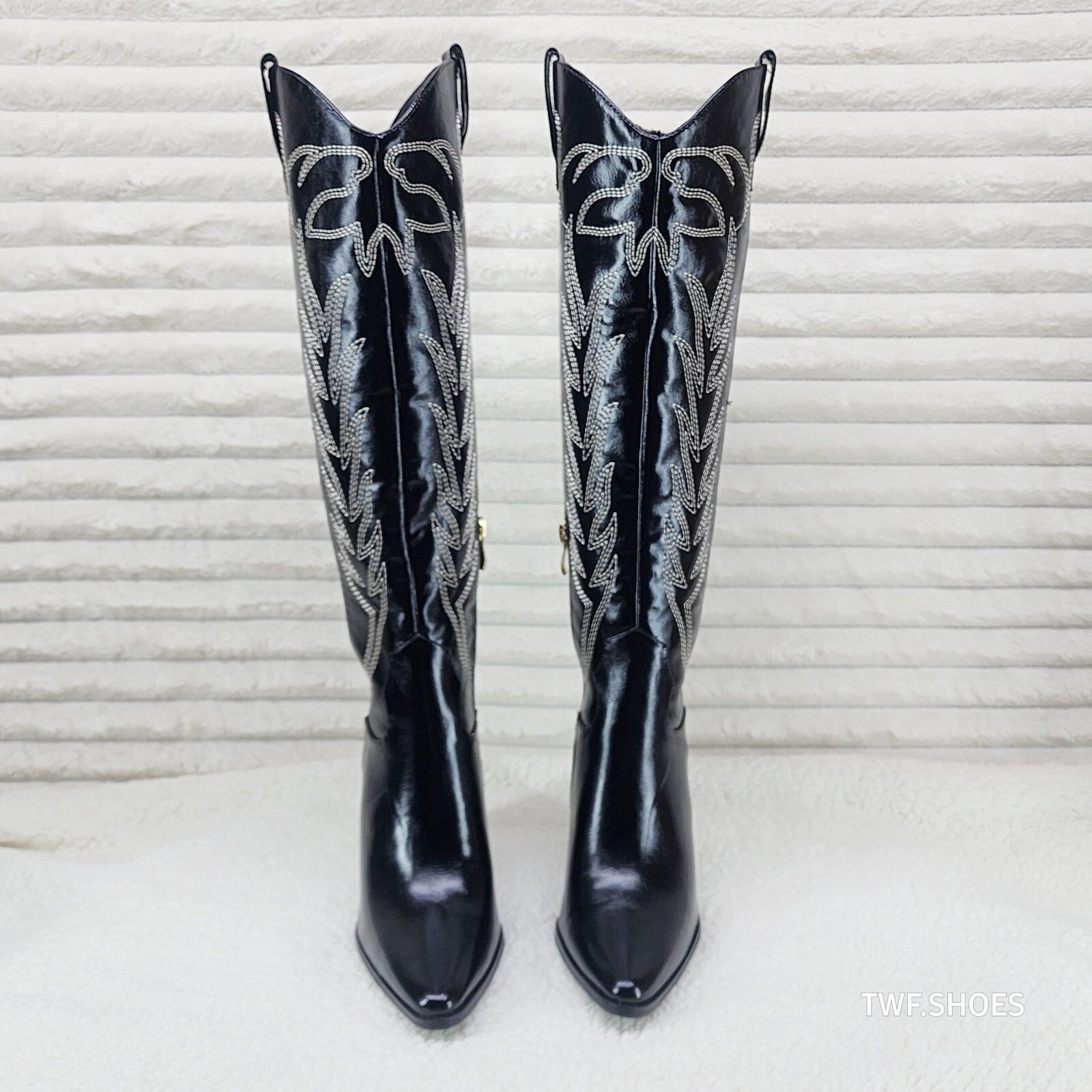 Other So Me Cruising Western Cowgirl Knee Boots Black (US Shoe Siz Size US 6.5 / IT 36.5 - 4 Thumbnail