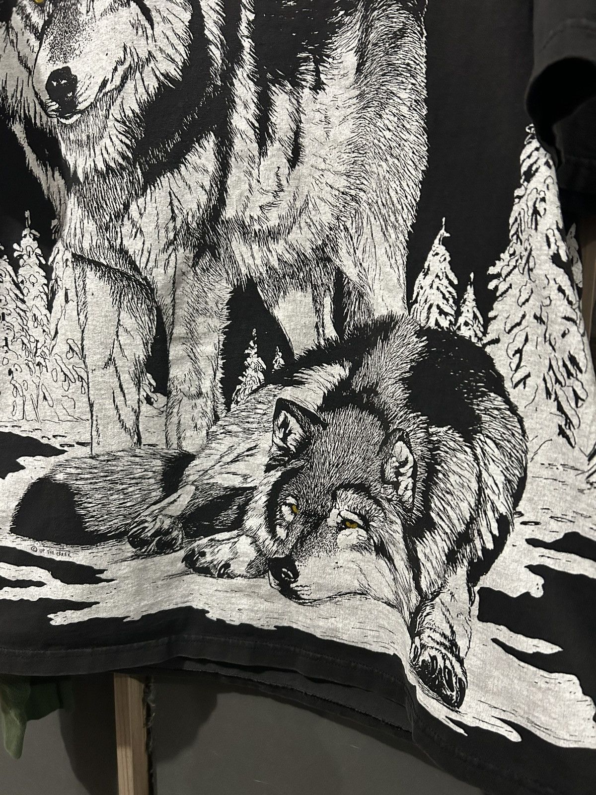 Vintage Vintage 90s Wolf AOP Faded Distressed Short Sleeve Tee Size US XL / EU 56 / 4 - 2 Thumbnail