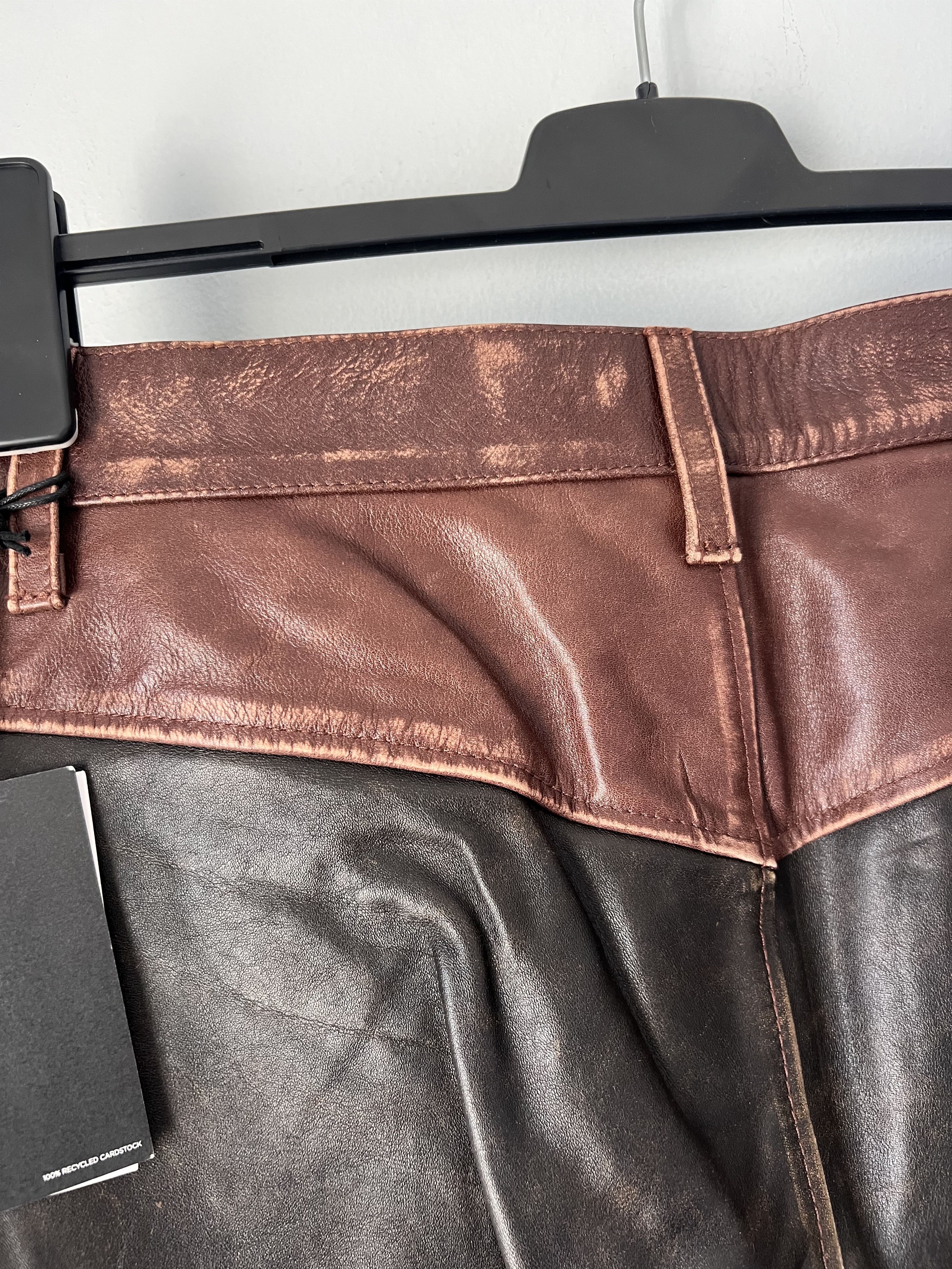 RE/DONE RE/Done 2 Tone Leather Pants in Black Brown Size US 31 - 9 Thumbnail
