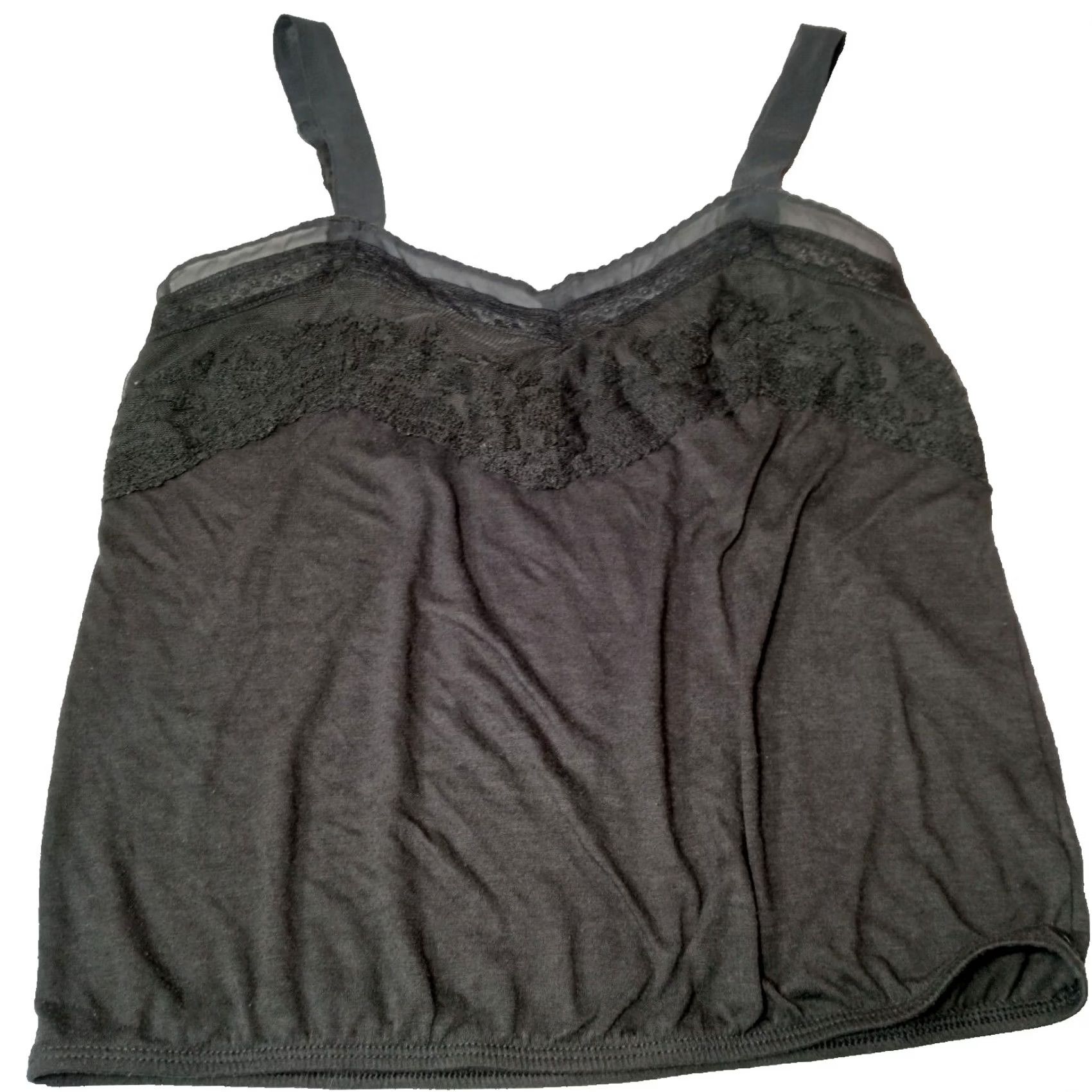 American Eagle Outfitters VINTAGE American Eagle Outfitters Tank Top Women Small Lace Top Elastic Waist Gray Sleeveless V-Neck Camisole Size S / US 4 / IT 40 - 2 Thumbnail