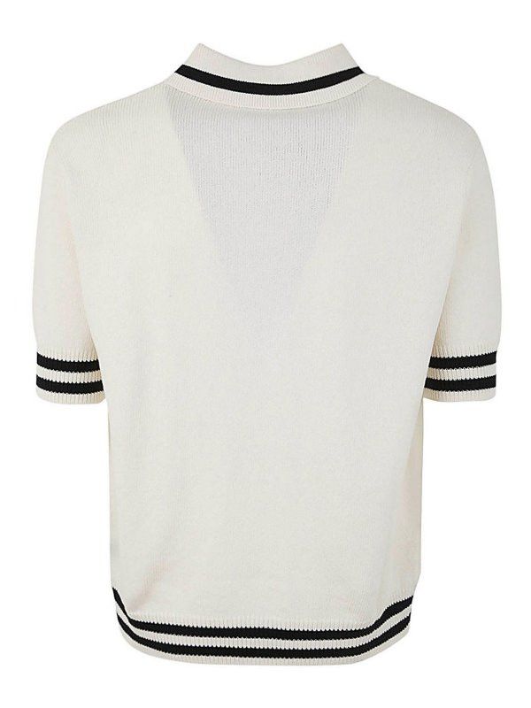 Balmain o1s1wg110925 Embroidered Cotton Polo Shirt in Cream White Size US L / EU 52-54 / 3 - 2 Thumbnail