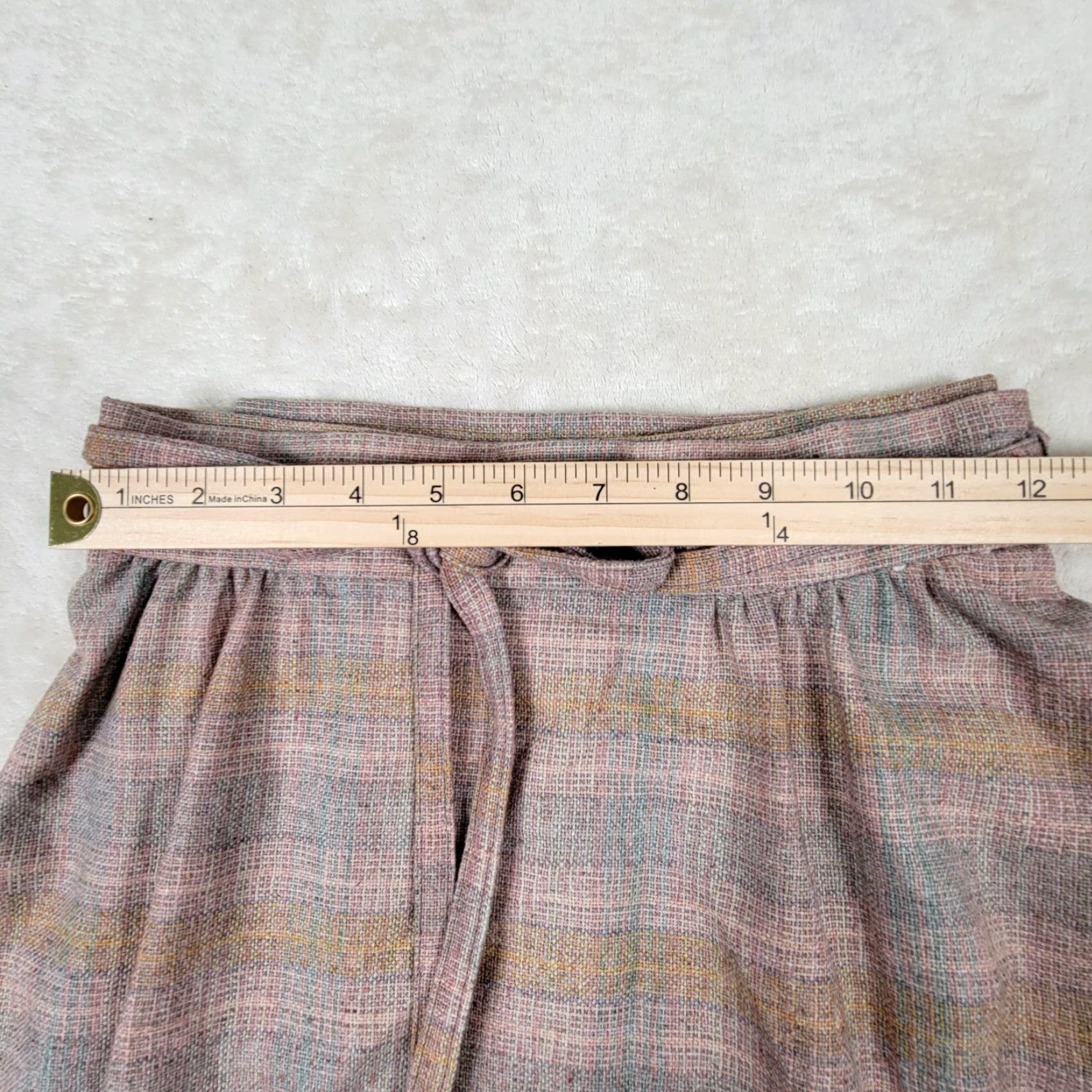 Pinko VTG Clya Skirt Womens 12 Pink Plaid Wool Belted Long 24x28 Tweed Zipper Button 80s 90s Preppy Size 34" / US 12 / IT 48 - 3 Thumbnail