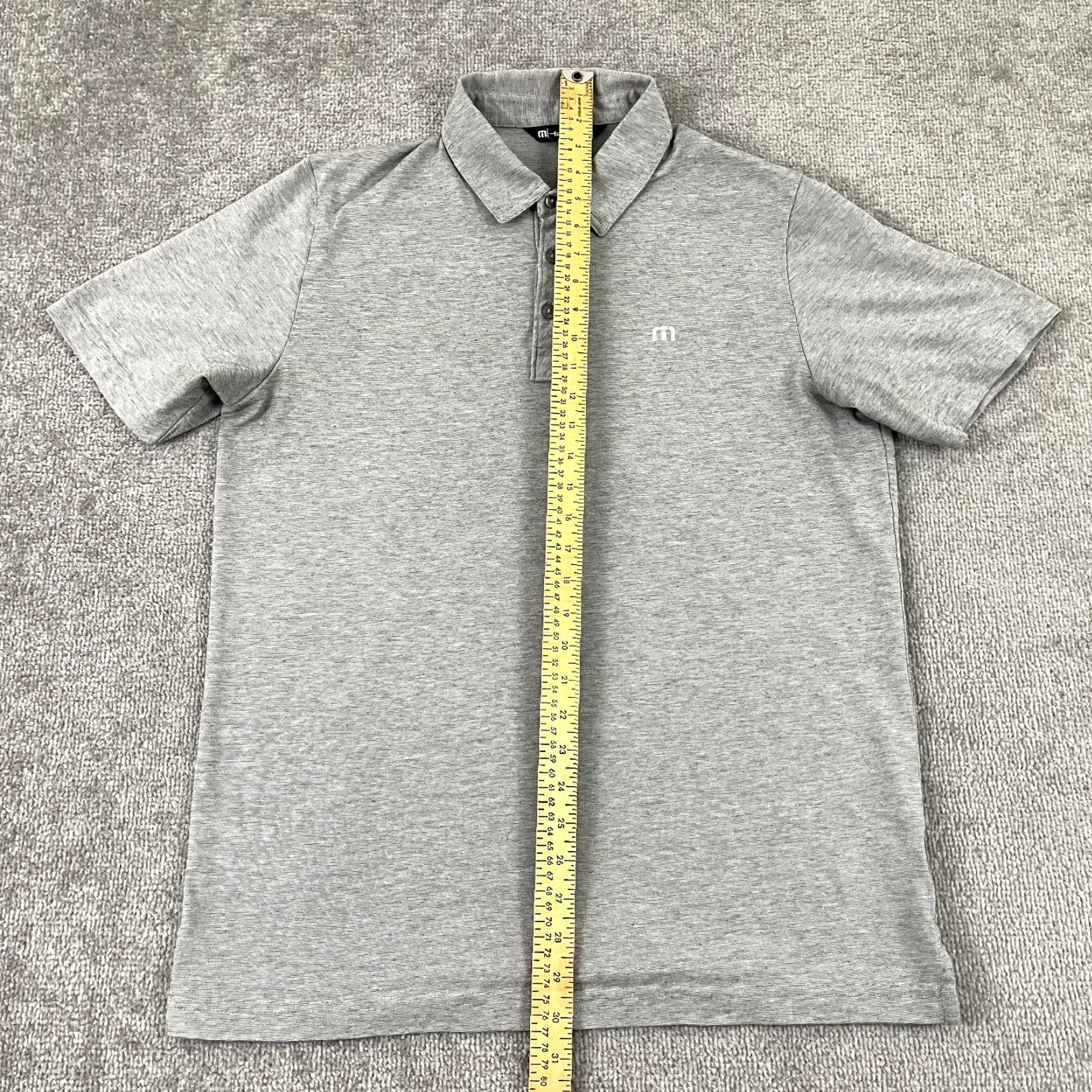 TravisMathew Travis Mathew Polo Shirt Mens Large Gray Striped Golf Performance Short Sleeve Size US L / EU 52-54 / 3 - 4 Thumbnail
