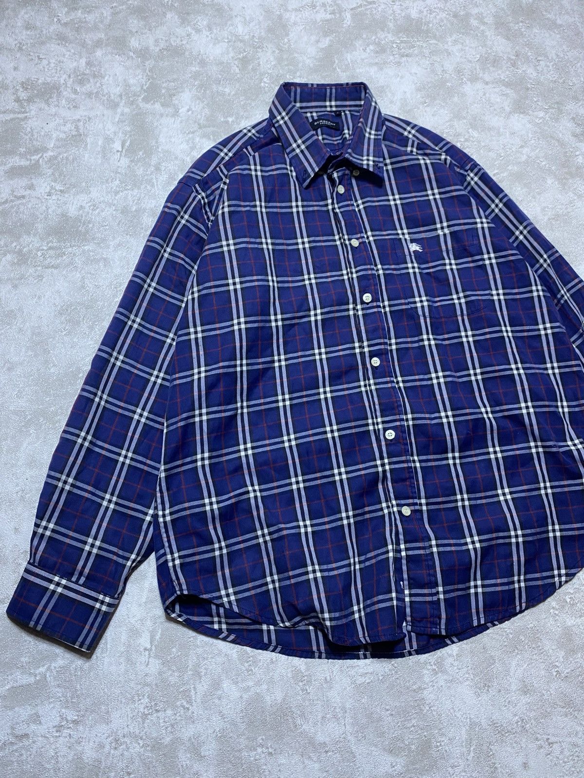 Burberry Burberrys London Navy Nova Check Flannel Button Down Shirt Size US L / EU 52-54 / 3 - 2 Thumbnail
