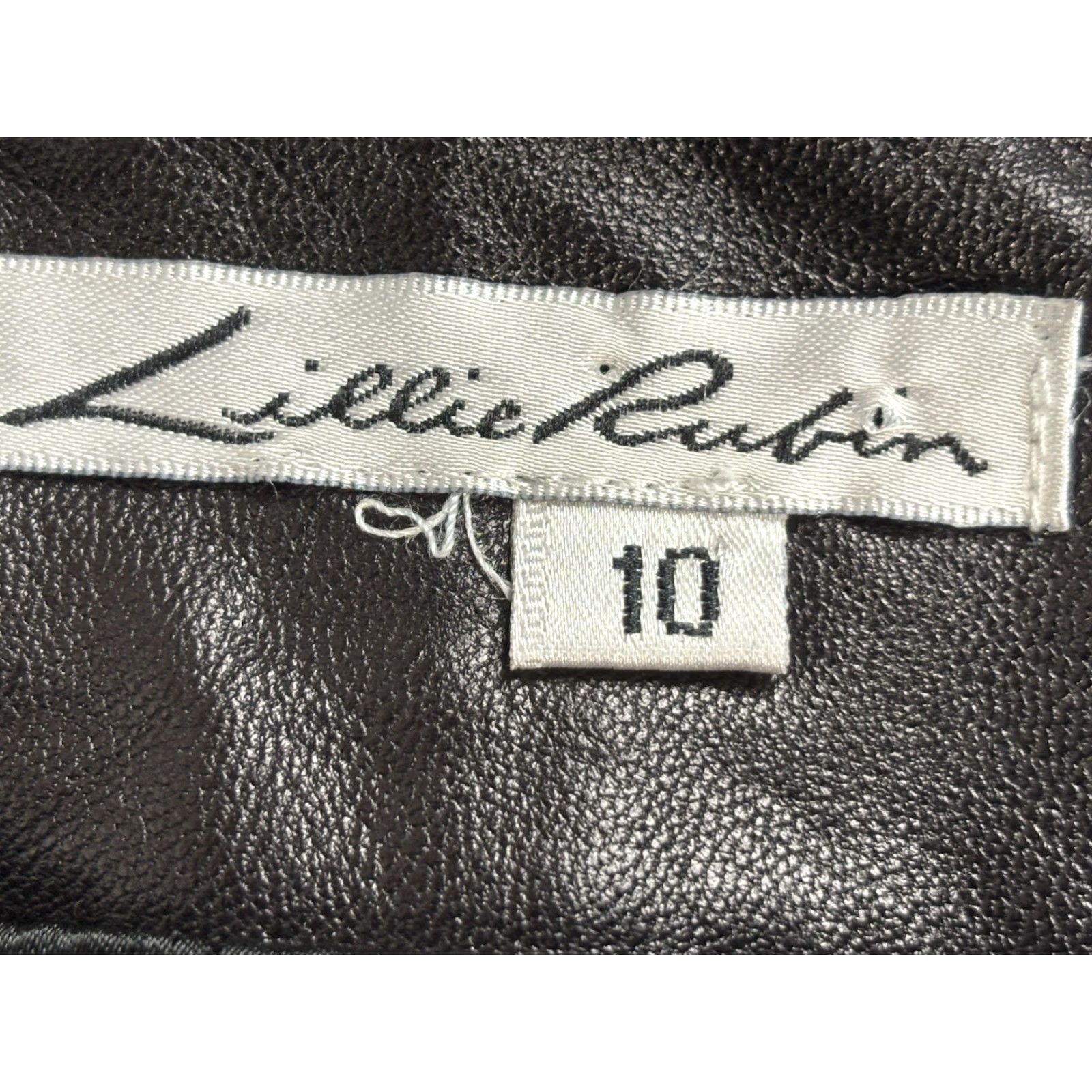 Vintage VINTAGE Lillie Rubin Leather Skirt Sz 10 Chocolate Brown Laser Cut Lined Pencil Straight Store polished? Size 32" / US 10 / IT 46 - 6 Thumbnail