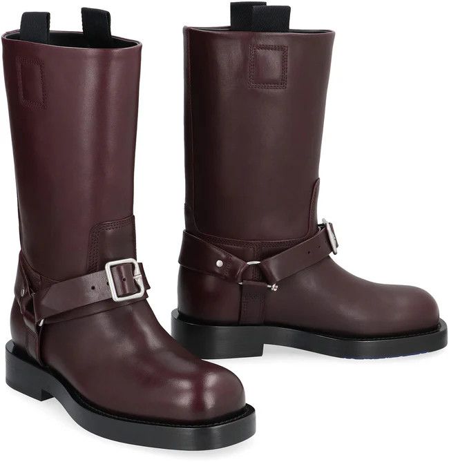 Burberry o1w1db10125 Leather Saddle Low Boots in Burgundy Size US 5.5 / IT 35.5 - 2 Thumbnail