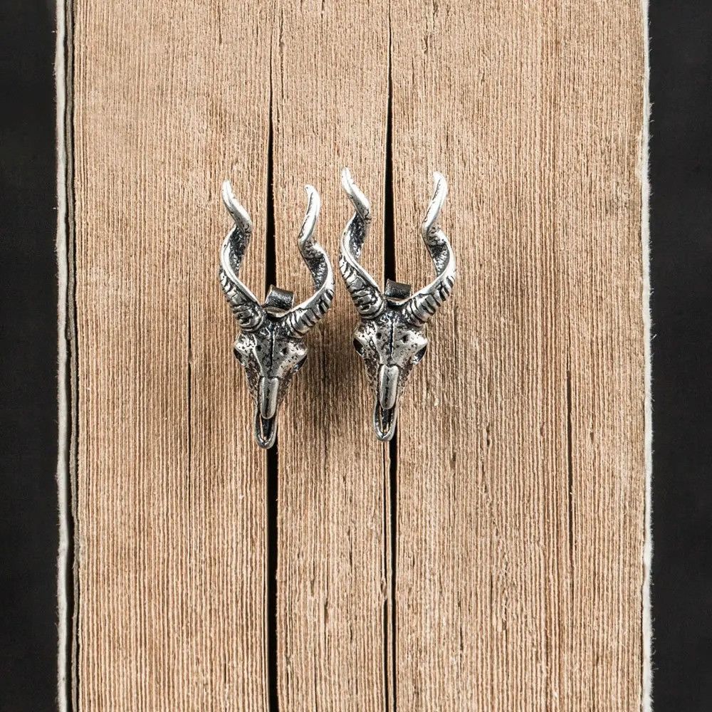 Jewelry Skull Goat Stud Earrings 925 Sterling Charm Earring Size ONE SIZE - 4 Thumbnail