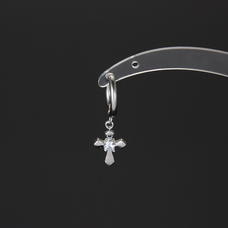 Jewelry × Sterling Silver Cross One pairs Rare Earrings Gothic Punk Chrome Jewelry Size ONE SIZE - 6 Thumbnail