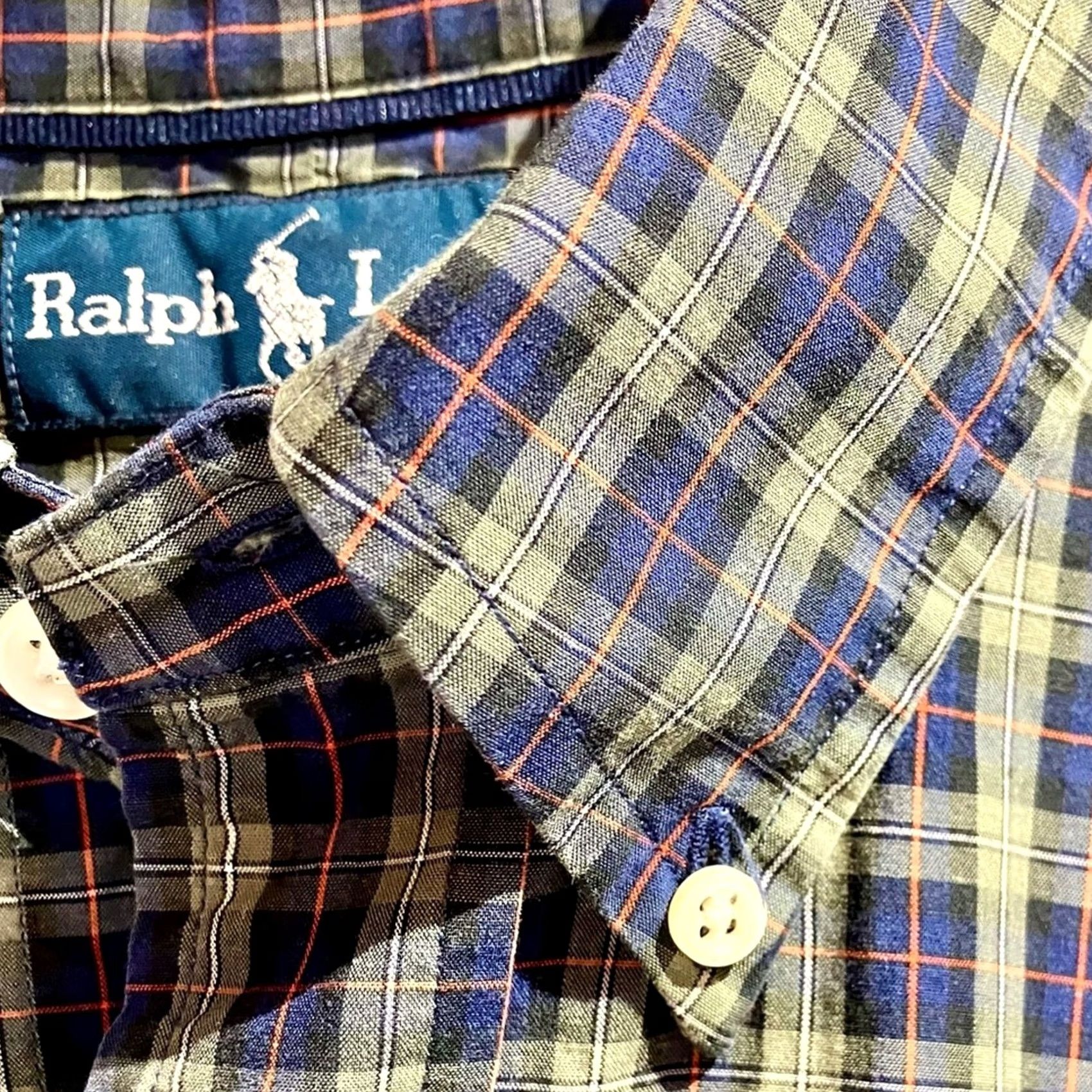 Ralph Lauren VINTAGE Polo Ralph Lauren Shirt M Green Navy Plaid Long Sleeve Button Down Classic Fit Mens 90s Size US M / EU 48-50 / 2 - 5 Thumbnail