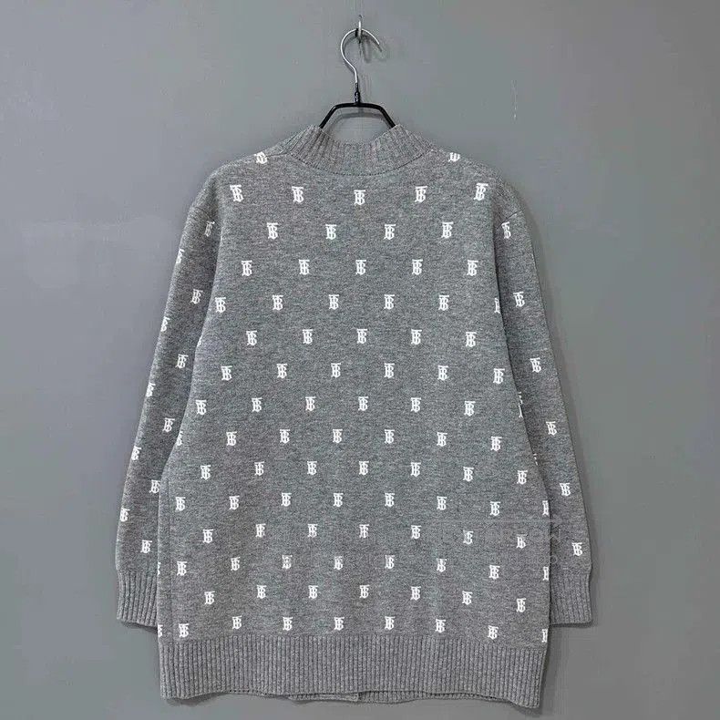 Burberry Burberry Gray Logo Wool Cardigan. Size US L / EU 52-54 / 3 - 3 Thumbnail