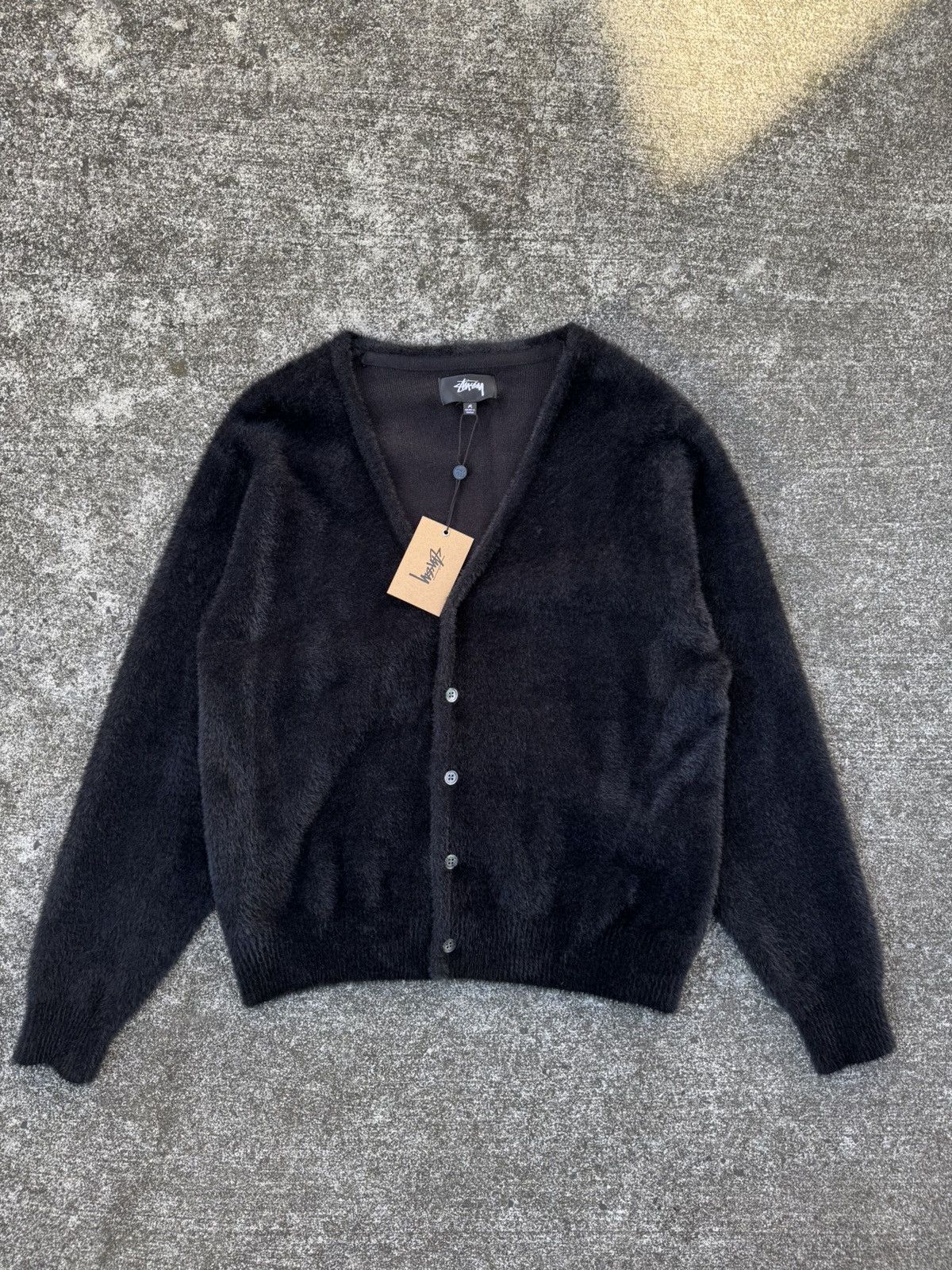 Rare × Streetwear × Stussy Stussy Shaggy Cardigan Size Medium (Black) |  Grailed