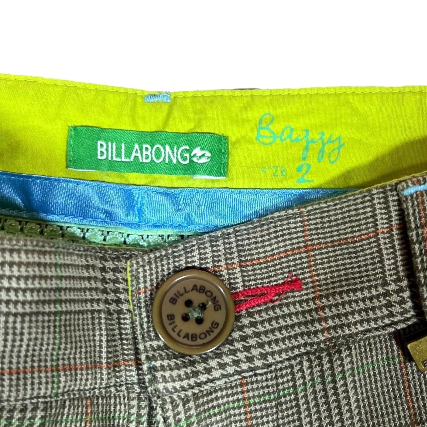 Billabong BILLABONG Plaid Check Trousers Bead Chain Loose Fit Womens 32W Khaki-Brown 2000s Casual Chino Size 32" / US 10 / IT 46 - 6 Thumbnail
