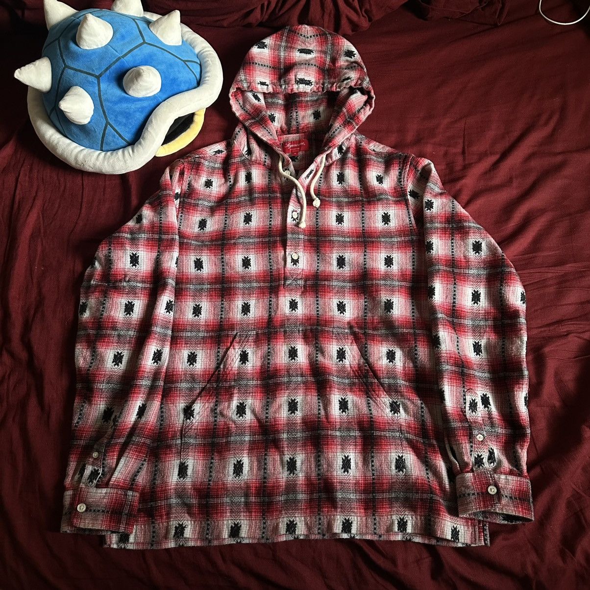 トップス SUPREME hooded Plaid Knit Shirt Pink L Supreme Hooded Plaid Knit Shirt Pink Men's - FW23 - US