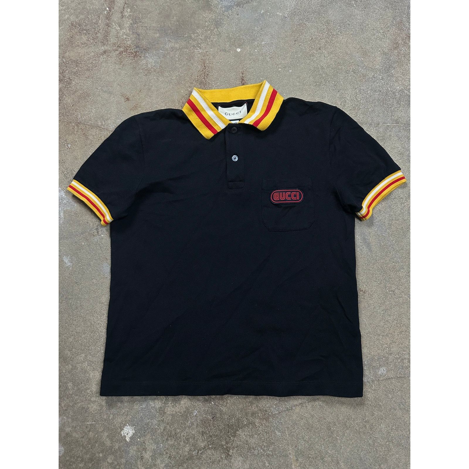 Gucci Gucci Classic Logo Polo Black Yellow Used Small Grailed