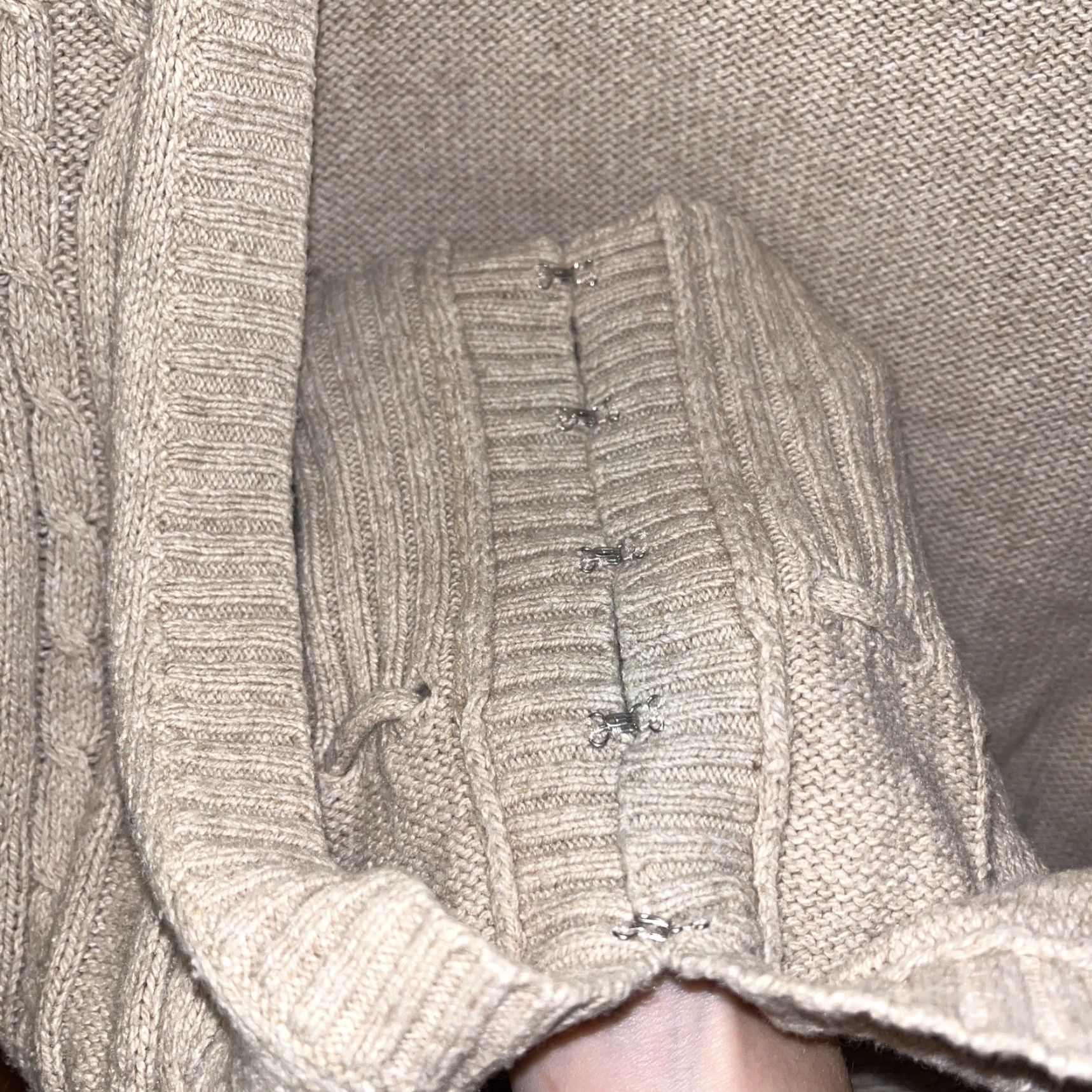 Vintage Lane Bryant Sweater Cardigan Open Short Sleeve 14 16 Oatmeal Beige Tie String Women Regular Knit Cotton Wool Nylon Size XL / US 12-14 / IT 48-50 - 6 Thumbnail