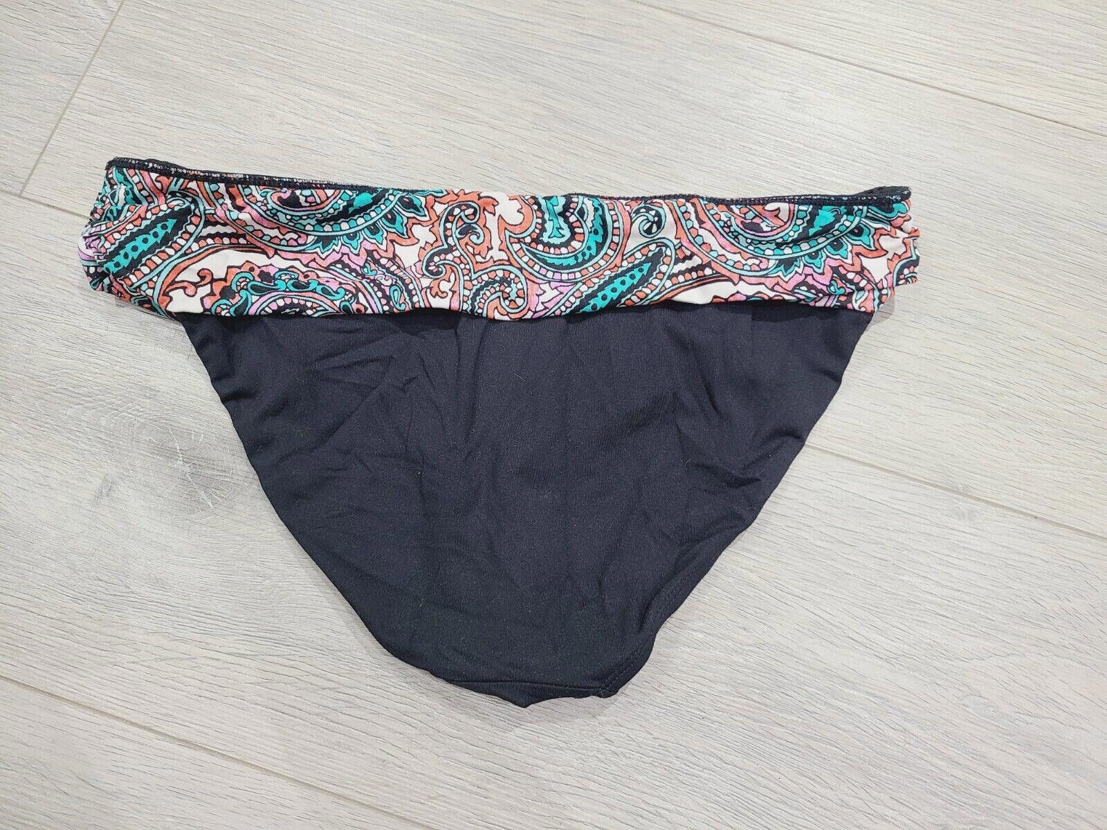 Designer Womens Bikini Bottom Black Fold Over Paisley Extra Large Size ONE SIZE - 2 Thumbnail