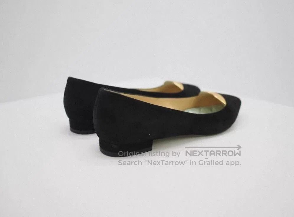 Japanese Brand giannico black suede flats size 36.5. Size US 6 / IT 36 - 2 Thumbnail