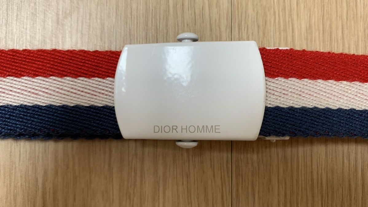 Dior × Hedi Slimane Dior Homme SS2006 Red White Blue Striped Belt Size ONE SIZE - 3 Thumbnail