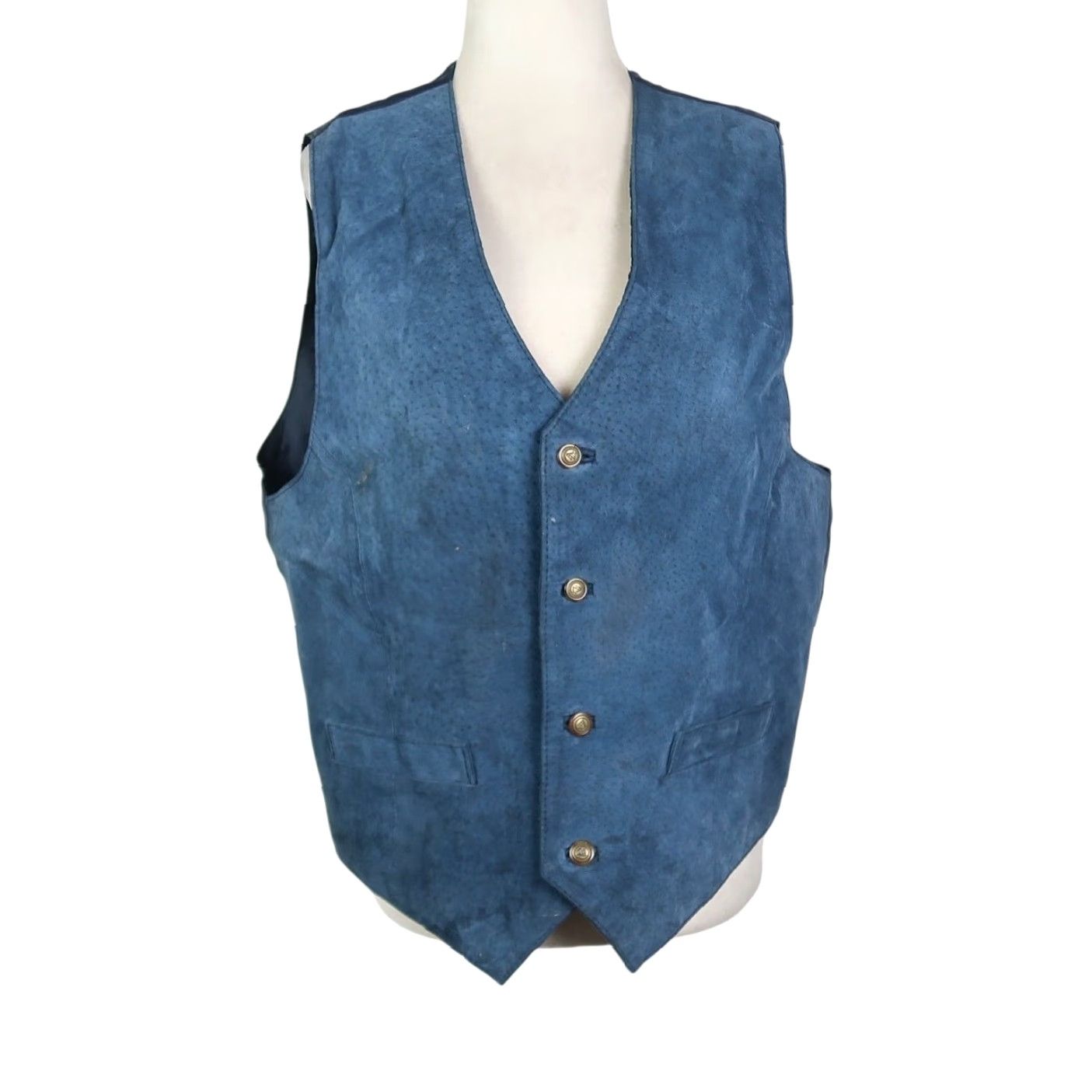 Vintage VINTAGE Saddlery Navy Blue Pig Suede Leather Western Vest Mens M Size US M / EU 48-50 / 2 - 2 Thumbnail