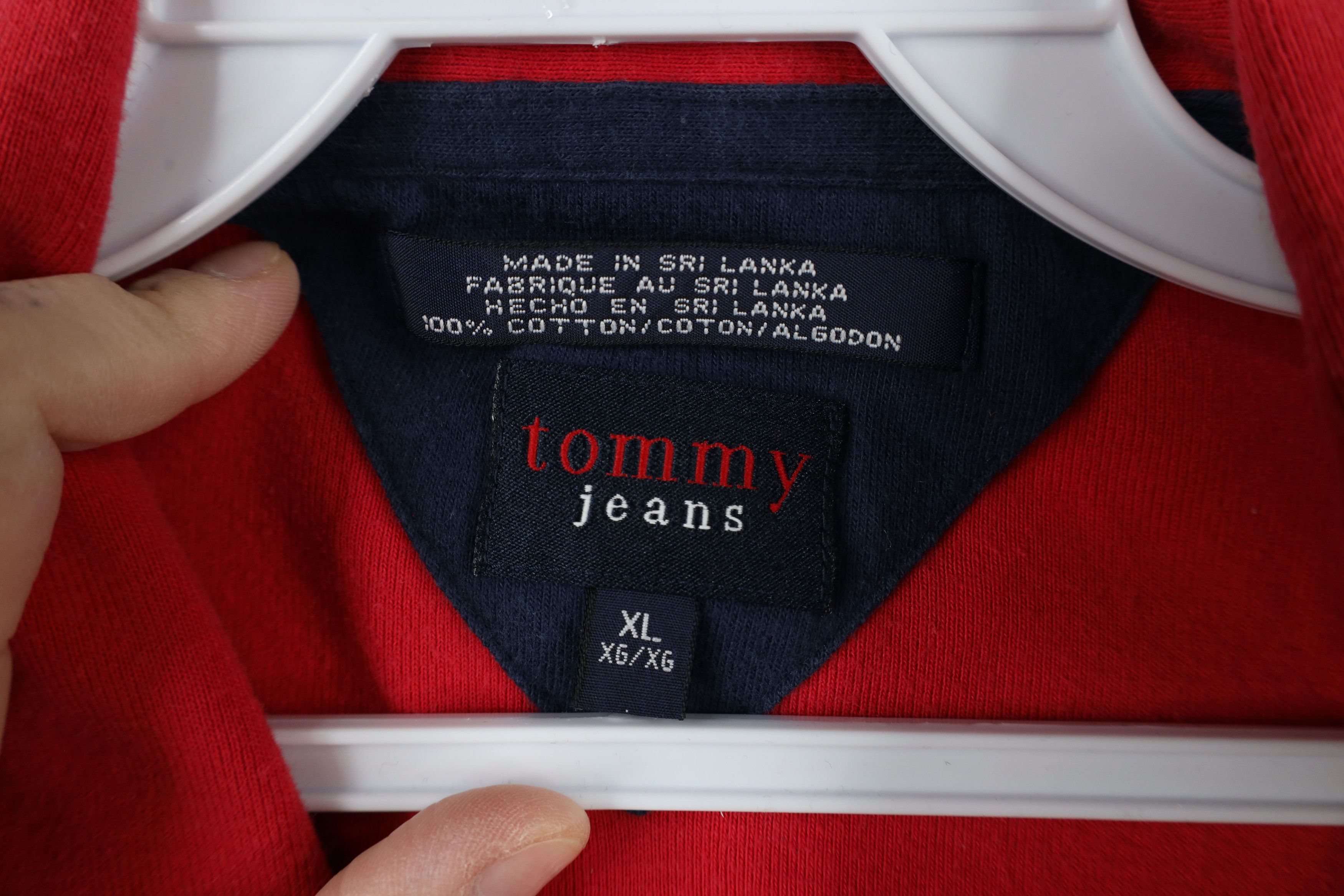 Tommy Hilfiger × Vintage Vintage 90s Y2K Tommy Hilfiger Cropped Snap Button Shirt Red Size XL / US 12-14 / IT 48-50 - 8 Thumbnail