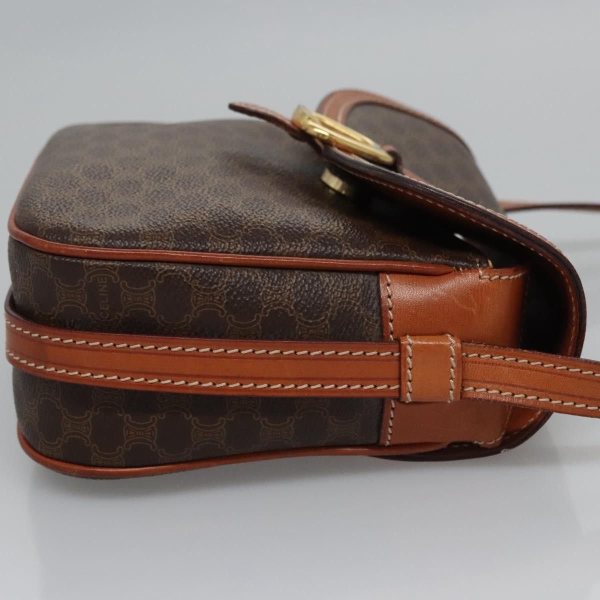 Celine CELINE Macadam Canvas Shoulder Bag Pvc Leather Brown Gold Size ONE SIZE - 4 Thumbnail