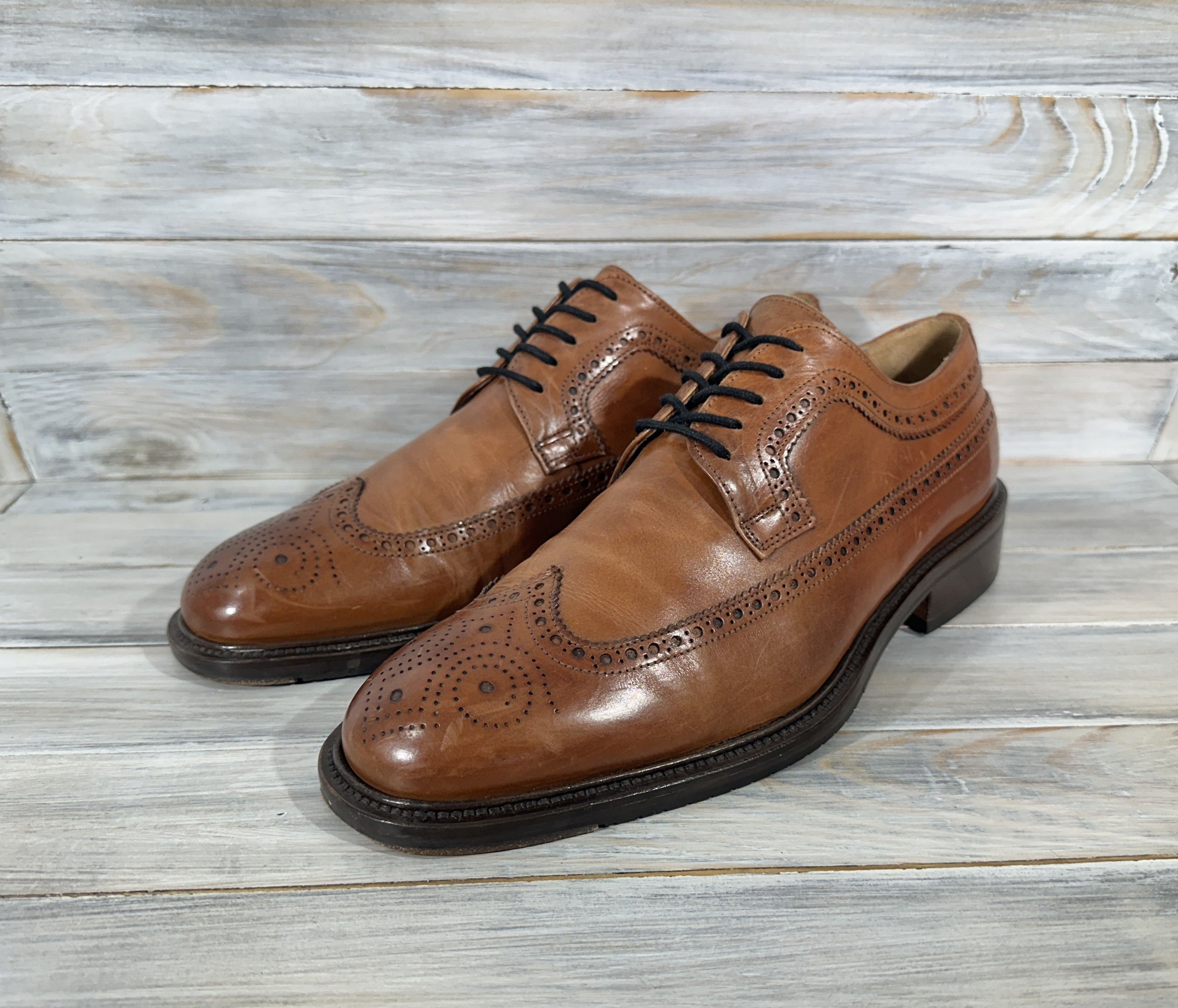 Leather Mario Bruni Brogue Men's Leather Shoes Made In Italy Luxury Size US 8 / EU 41 - 4 Thumbnail