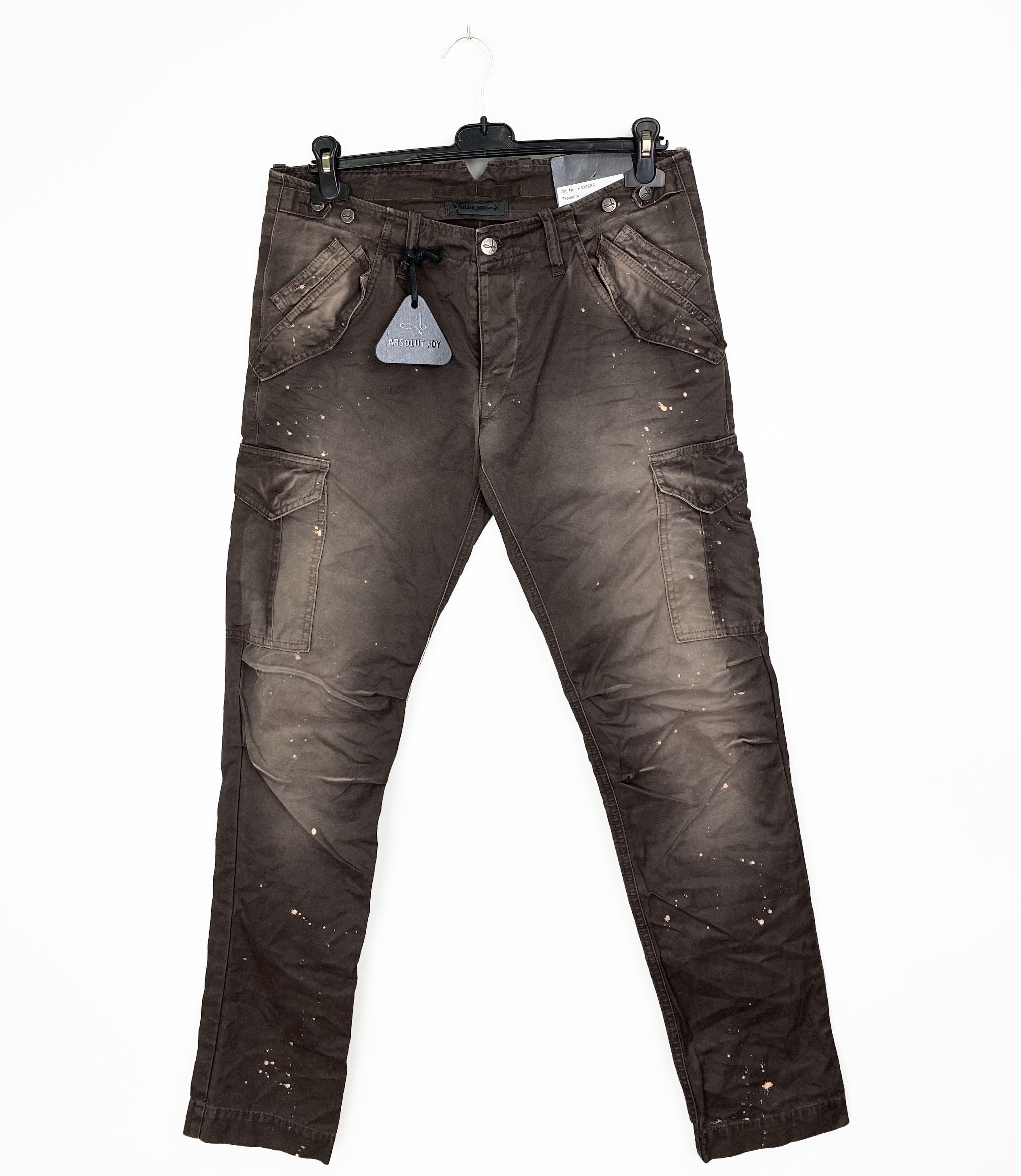 image of NWT Absolut Joy Painted Cargo Pant Size M Made In Italy in Chocolate, Men's