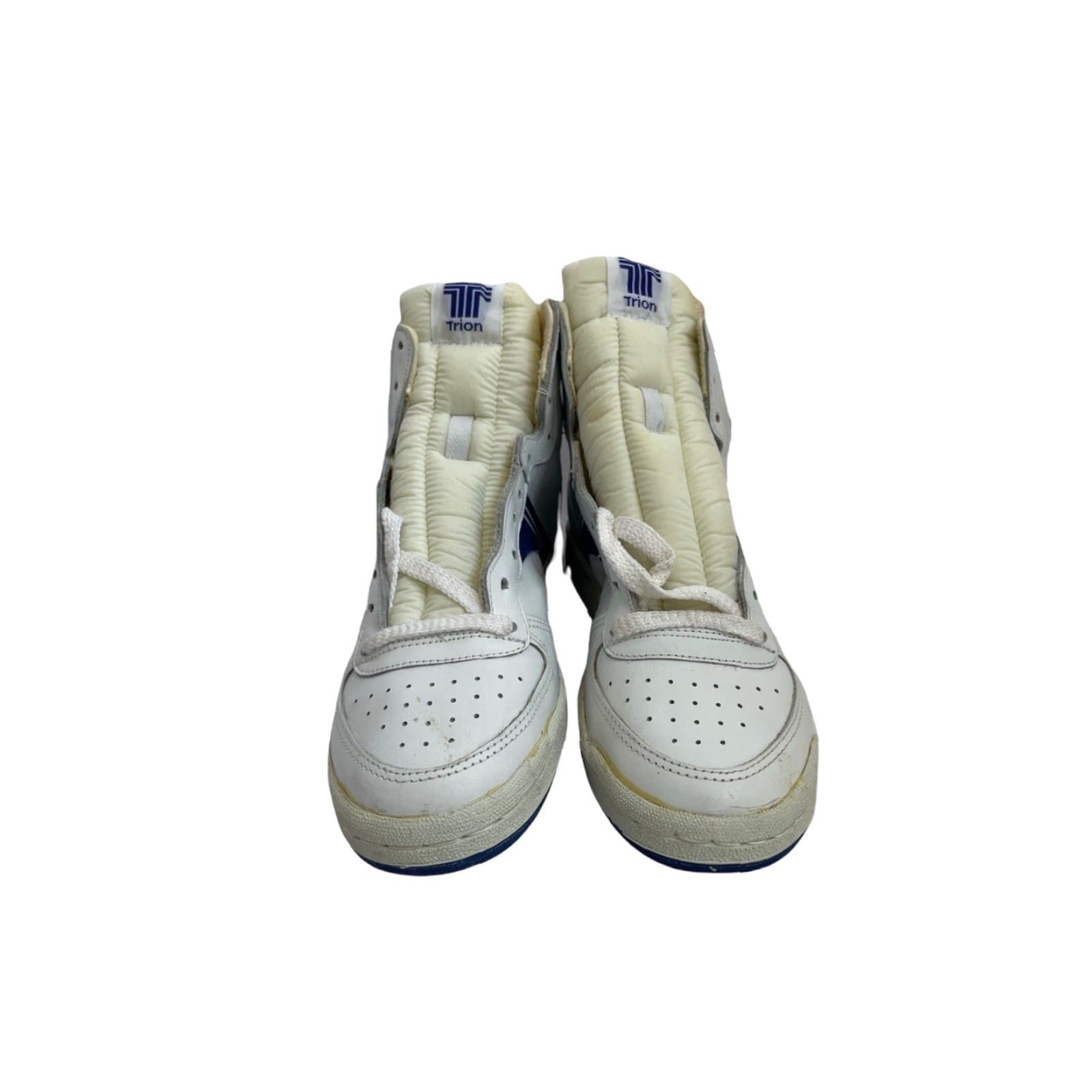 Vintage VINTAGE Trion High Top Basketball Shoes Sneakers Mens 8 Deadstock NIB 80s White Leather Upper Blue Detail Sneakers Mens Size US M / EU 48-50 / 2 - 3 Thumbnail