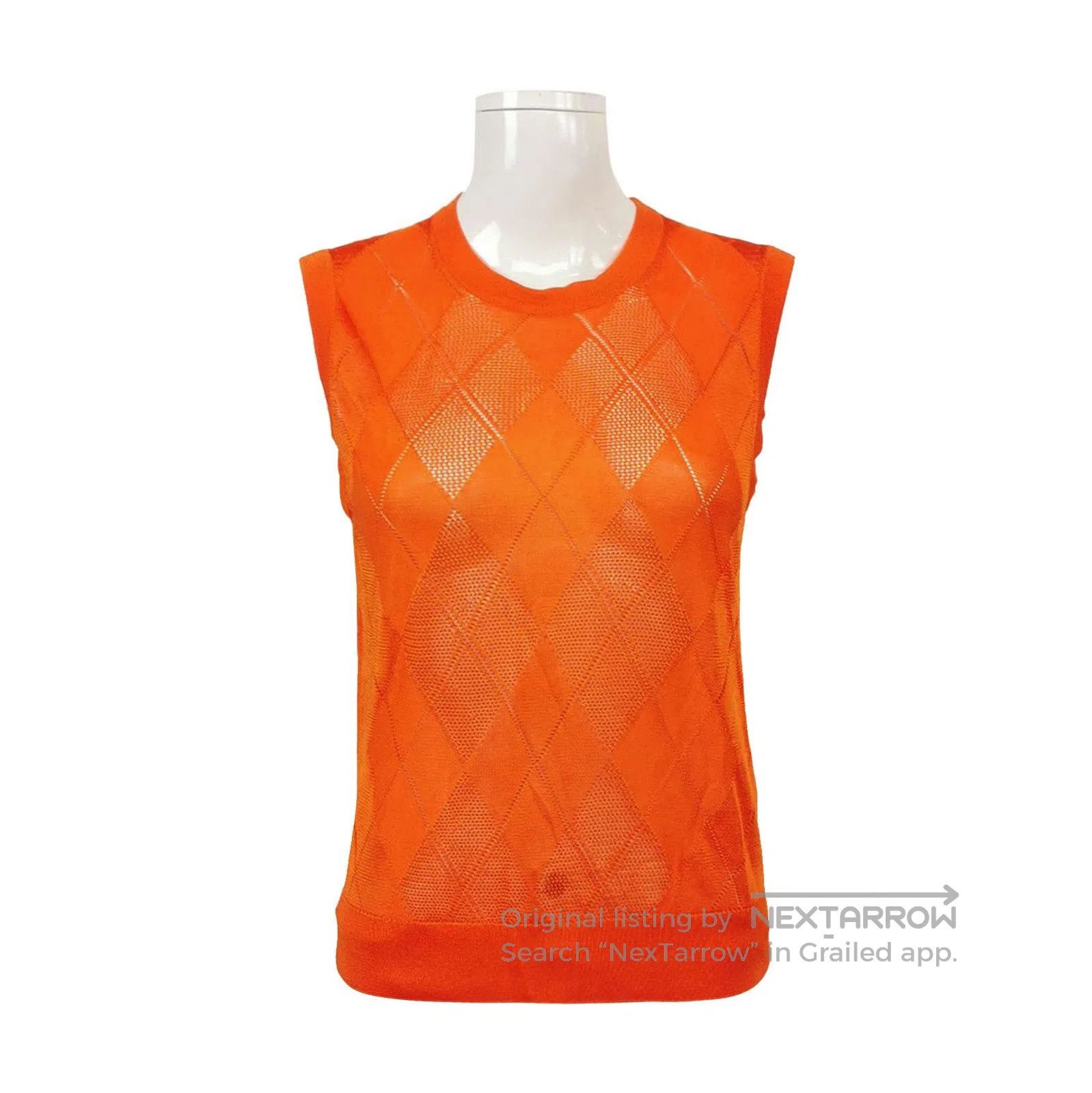 Burberry Burberry Sleeveless Diamond Pattern Orange Top . Size US M / EU 48-50 / 2 - 1 Thumbnail