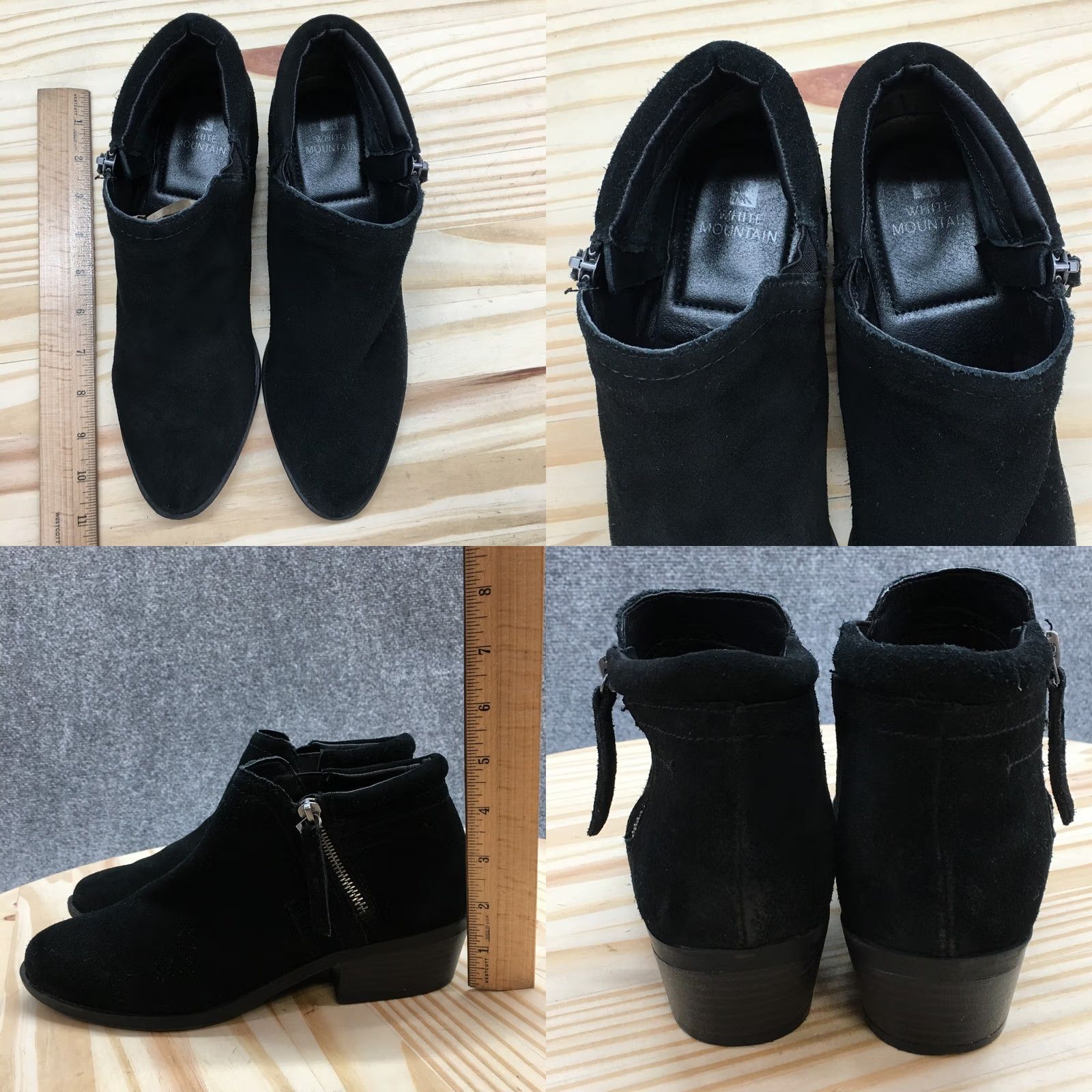 Vintage White Mountain Boots Womens 8.5 M Delaney Ankle Booties Black Leather Zip Almond Bootie Size US 9 / IT 39 - 8 Thumbnail