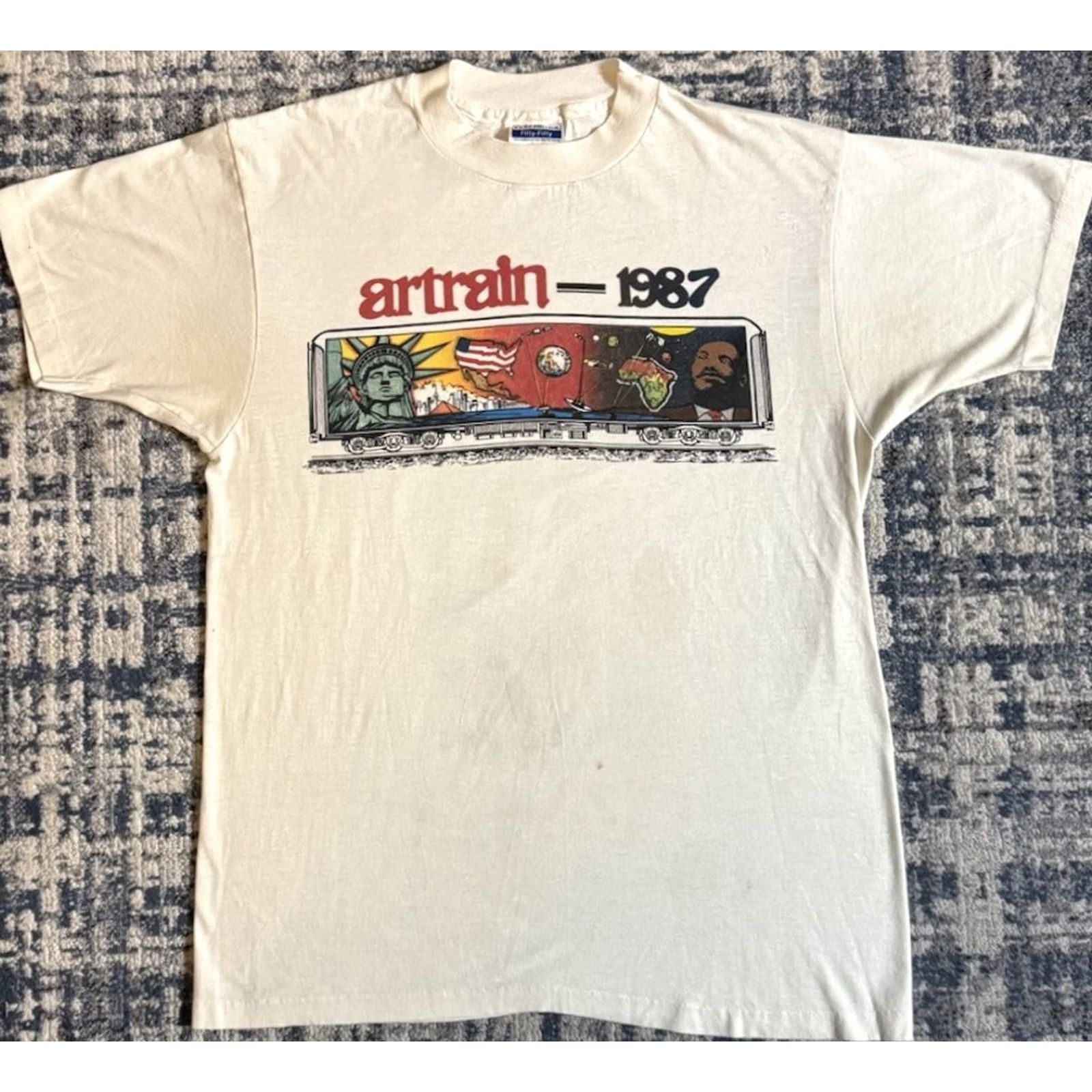 Hanes VINTAGE The Arttrain Graffiti Train NYC T Shirt Sz L Hanes Crew Neck Graphic Print White 1980s 80s Art Hip Hop Streetwear Graffiti Men MENS Size US L / EU 52-54 / 3 - 2 Thumbnail