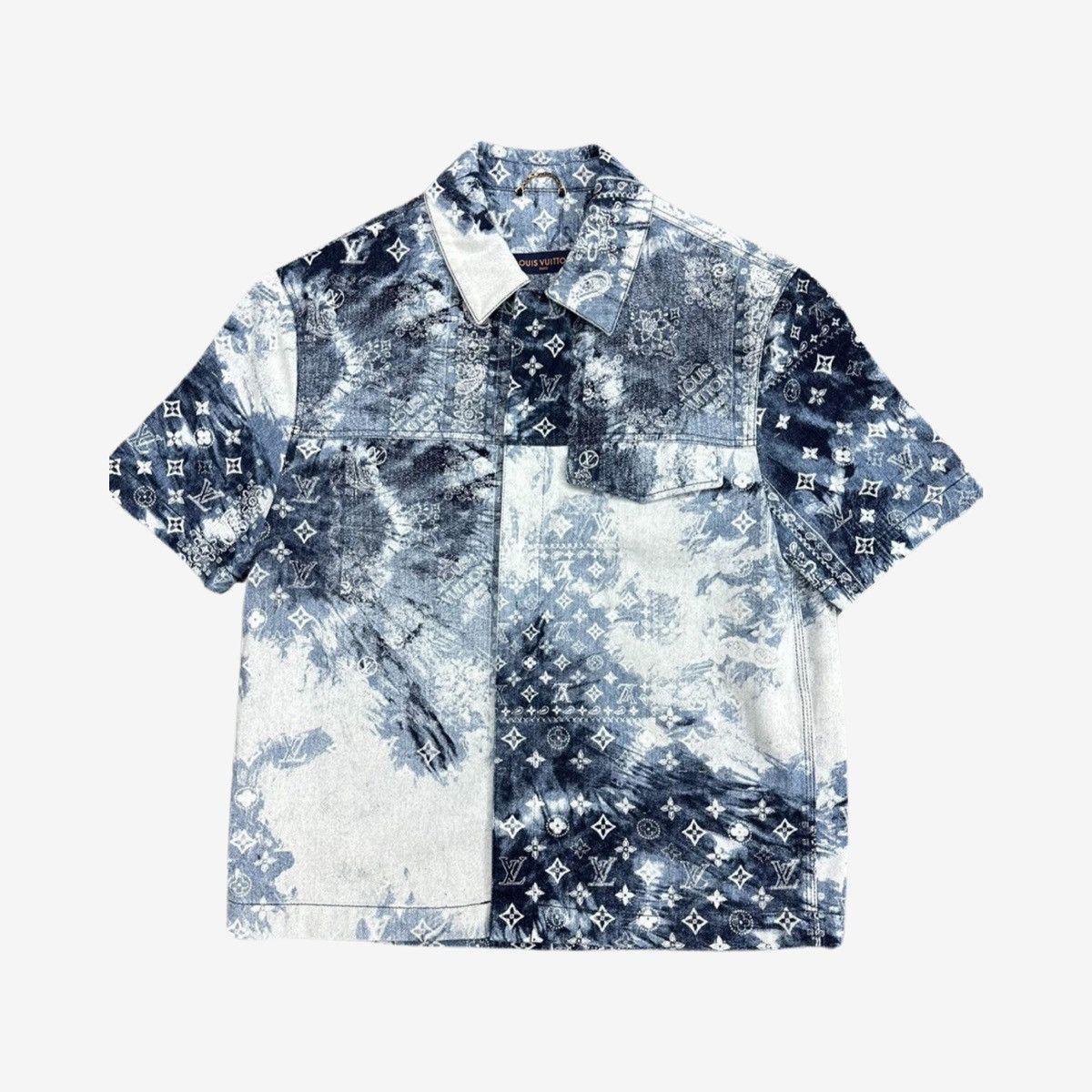 Image of Louis Vuitton Monogram Denim Shirt Sz.s in Blue, Men's (Size Small)