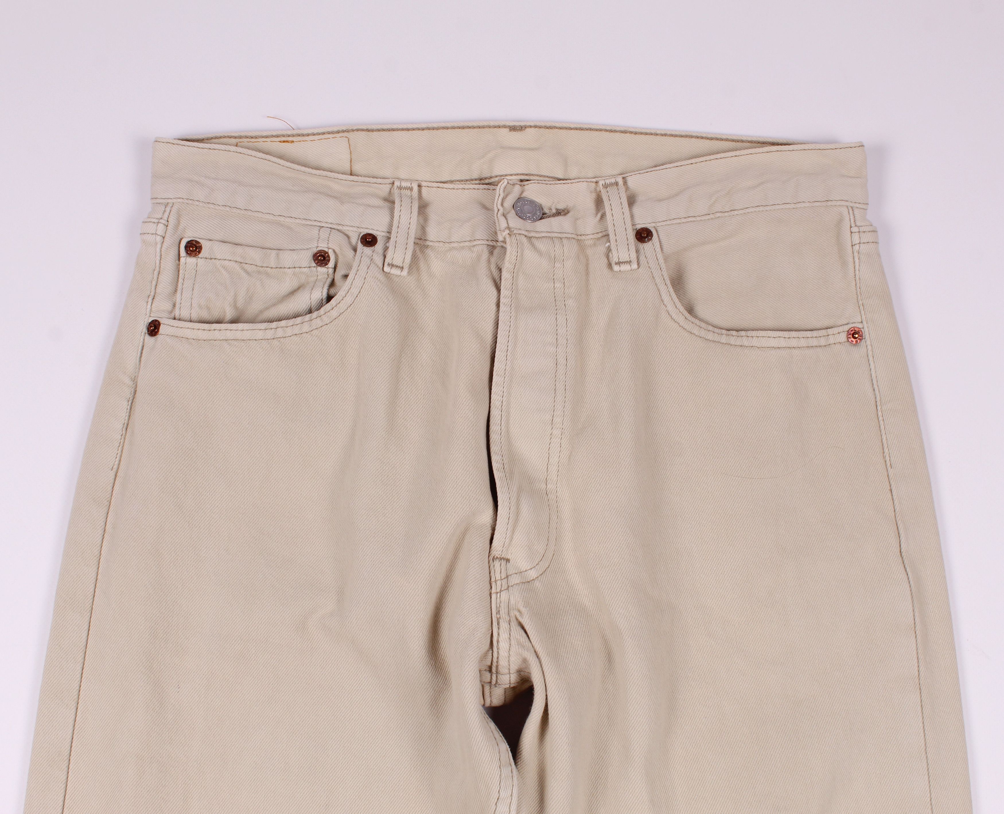 Levi's × Levi's Vintage Clothing Vintage 90's LEVI'S 501 Cream Straight Denim Jeans Size US 33 - 2 Thumbnail
