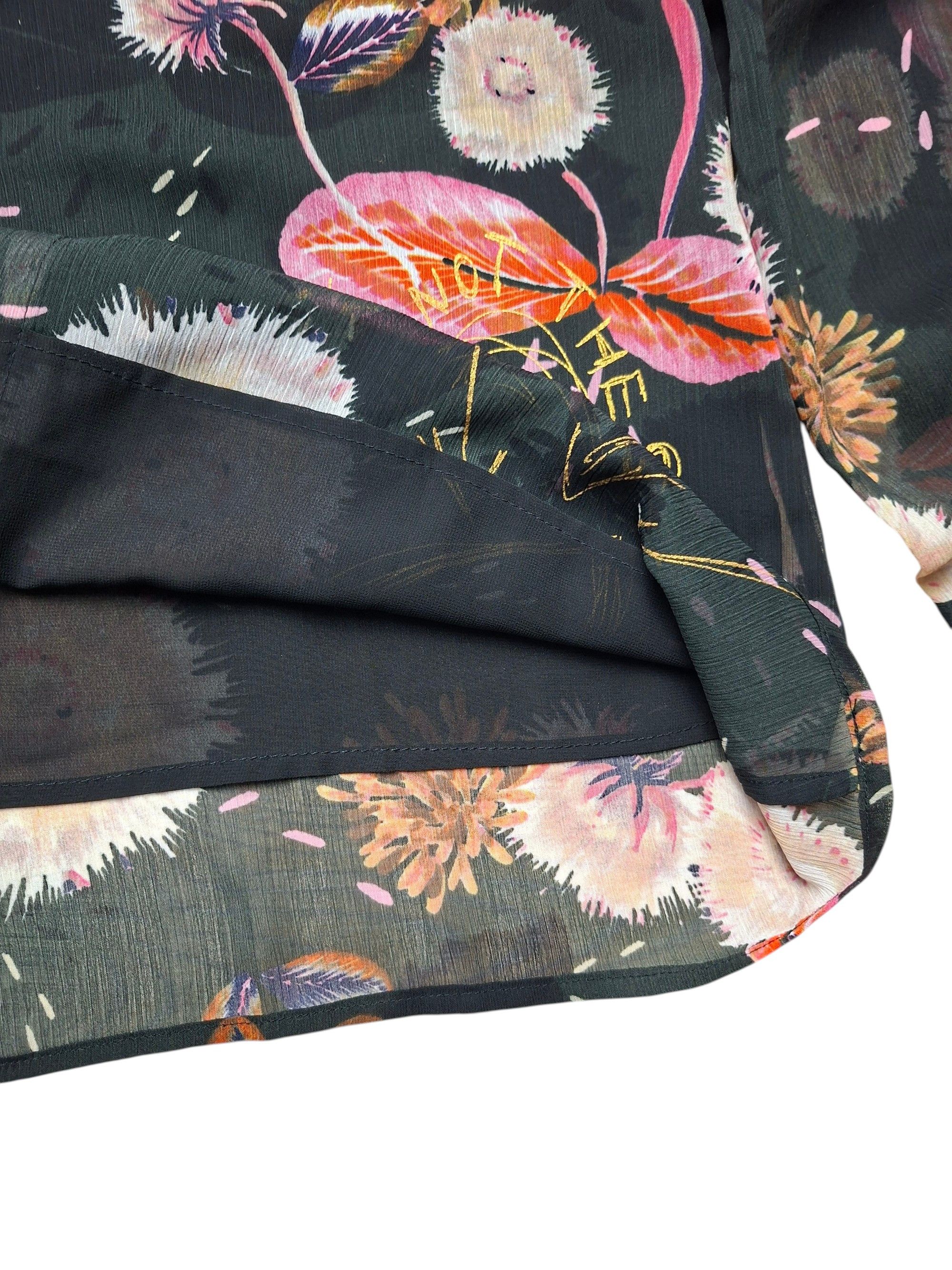 Desigual DESIGUAL Black Floral Blouse XL Long Sleeve Size XL / US 12-14 / IT 48-50 - 6 Thumbnail
