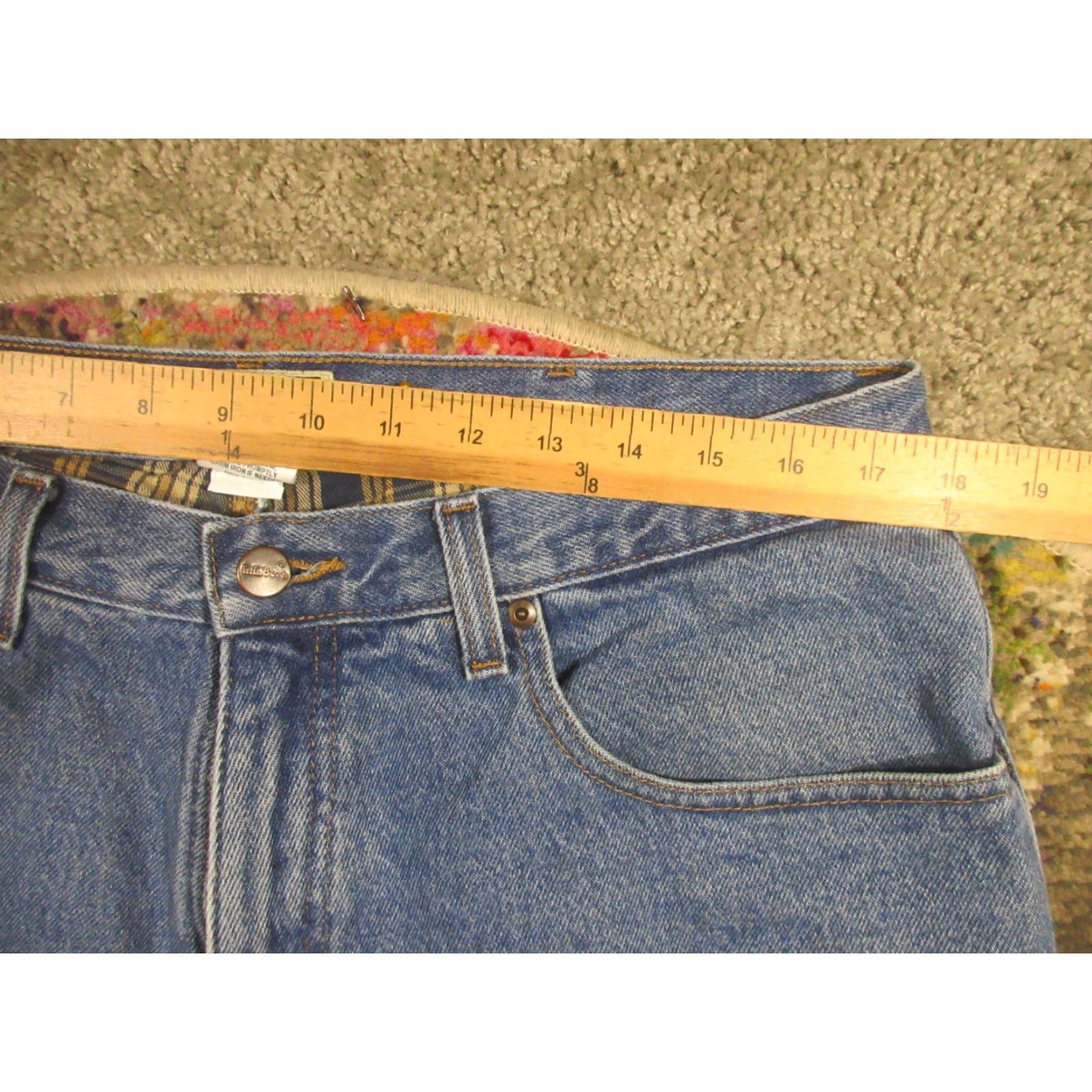 Vintage LL Bean Jeans Mens 36x30 Straight Classic Fit Denim Thermal Lined 5-Pocket Blue Natural USA Outdoor Casual Size US 36 / EU 52 - 7 Thumbnail