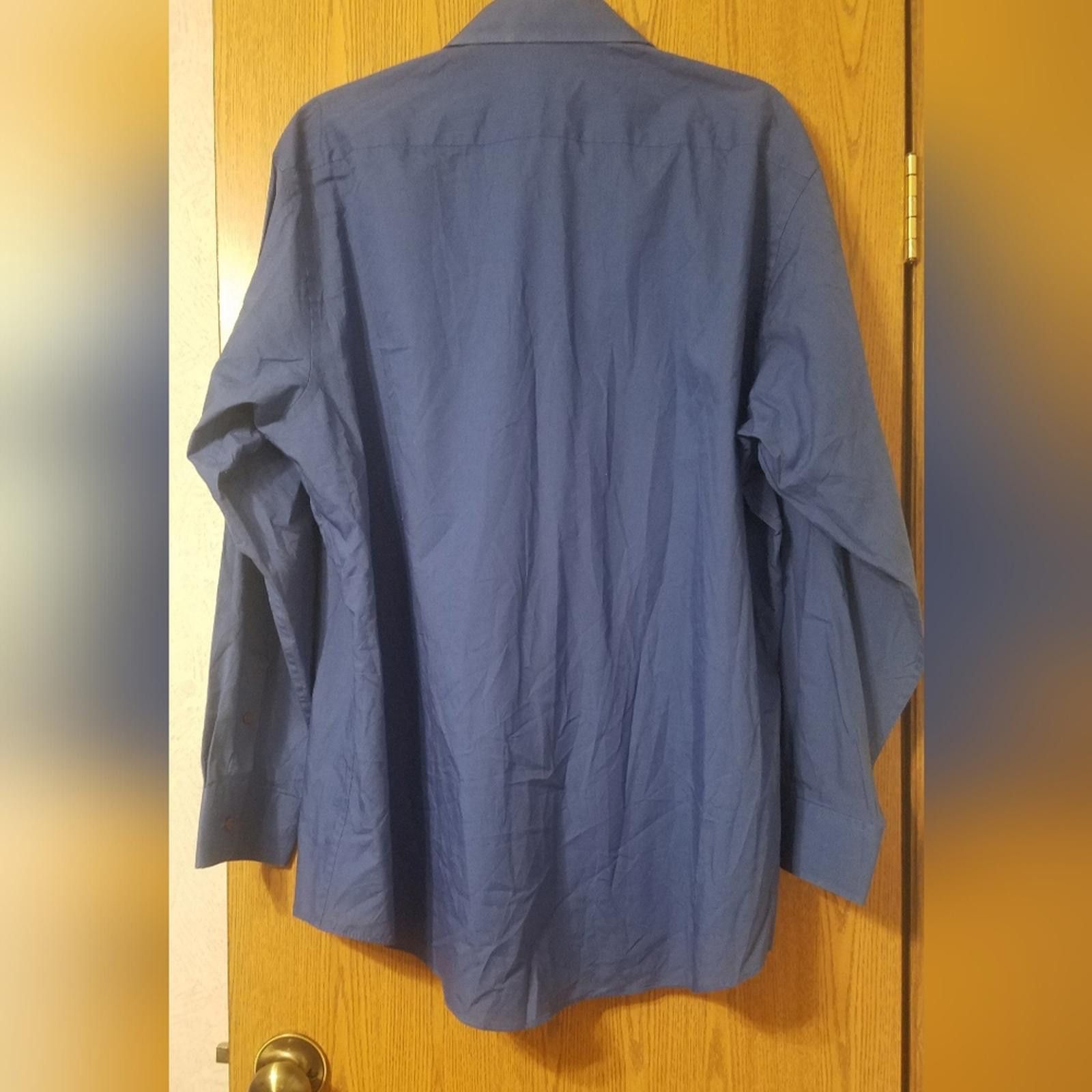 Pierre Cardin Pierre Cardin Navy Dress Shirt 17 1/2 Size 38R - 2 Thumbnail