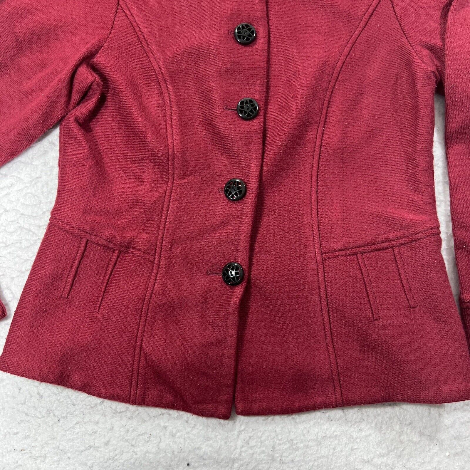 Coldwater Creek Coldwater Creek Knit Jacket Button Front Burgundy Acrylic Size M / US 6-8 / IT 42-44 - 3 Thumbnail